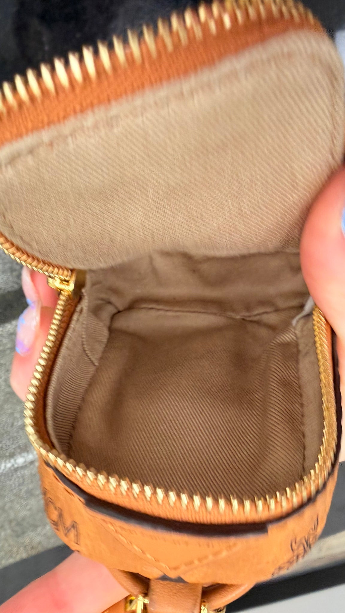 MCM Congac Visetos Coated Canvas Crossbody Bag Charm