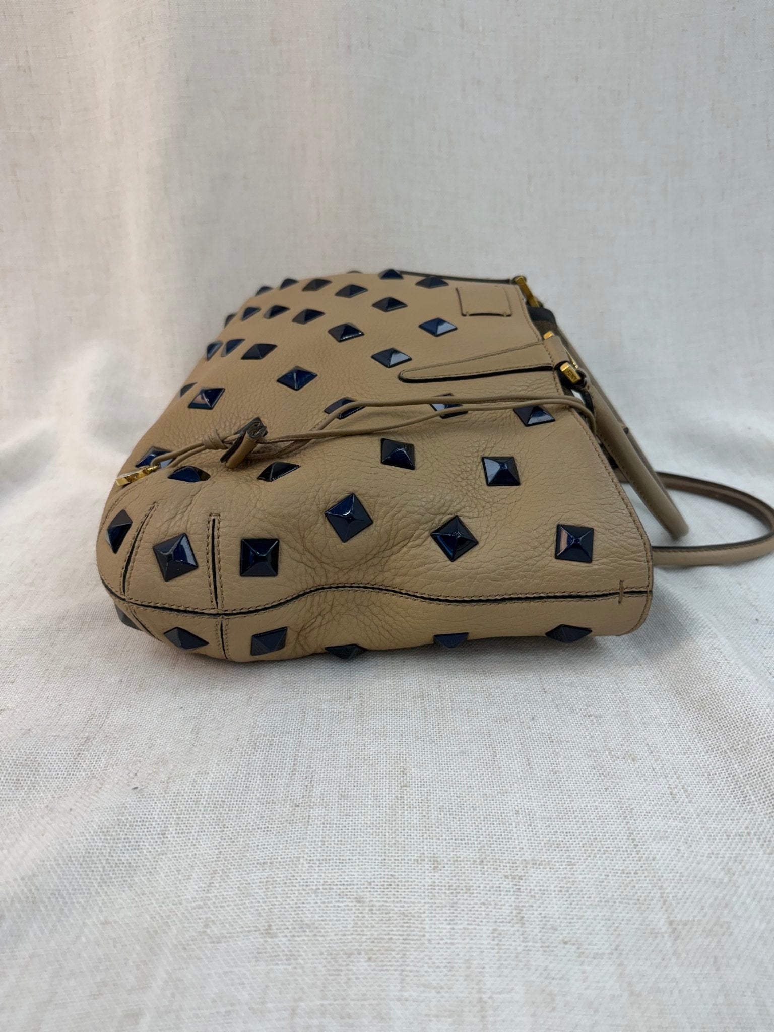 Fendi Tan Leather Studded Handbag