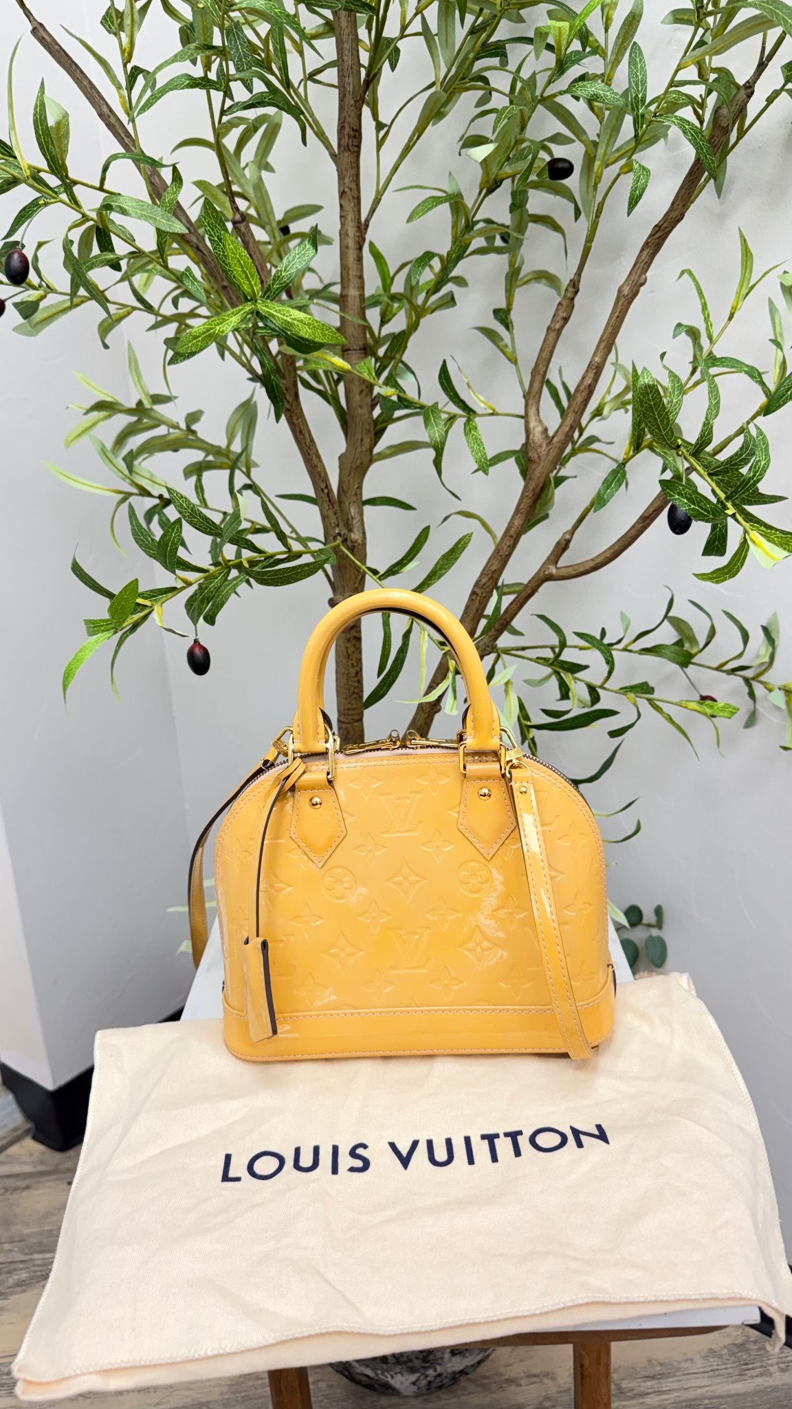 Louis Vuitton Yellow Monogram Vernis Leather Alma BB Handbag