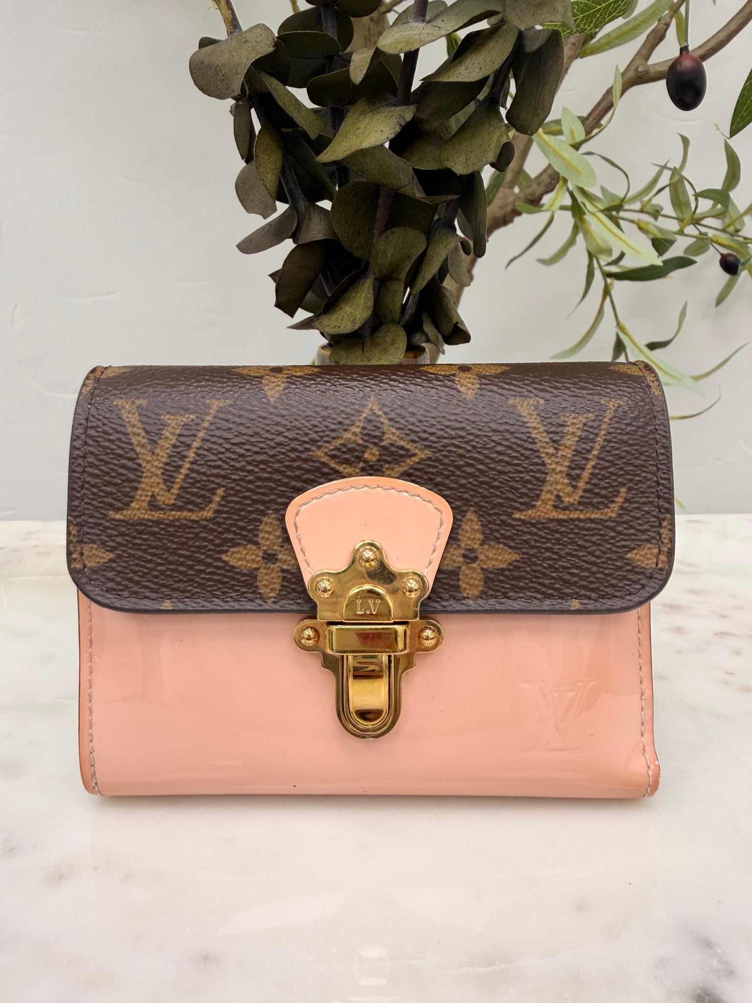 Louis Vuitton Pink Monogram Vernis Cherrywood Compact Wallet