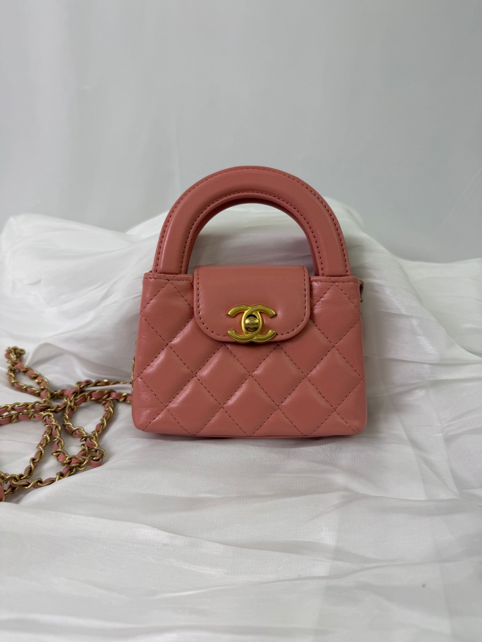Chanel Pink Lambskin Mini Kelly Shopping Bag
