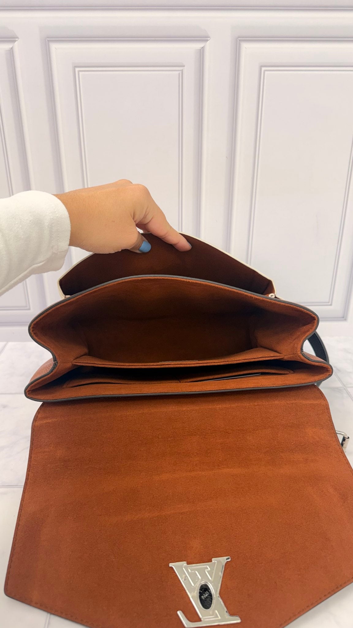 Louis Vuitton Brown And Beige Taurillon Leather My Lock Me 2Way Handbag