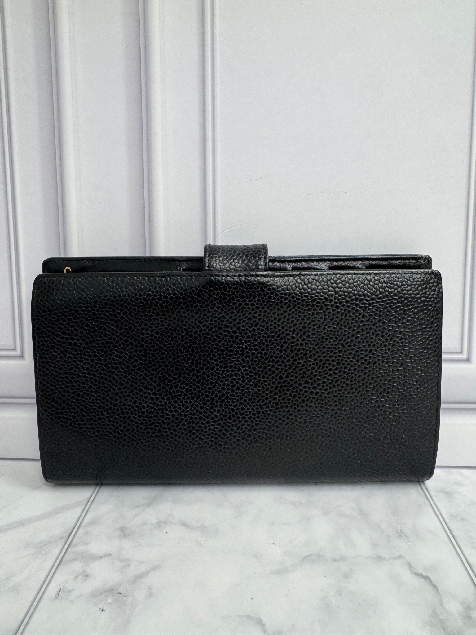 Chanel Black Caviar Leather Long Wallet