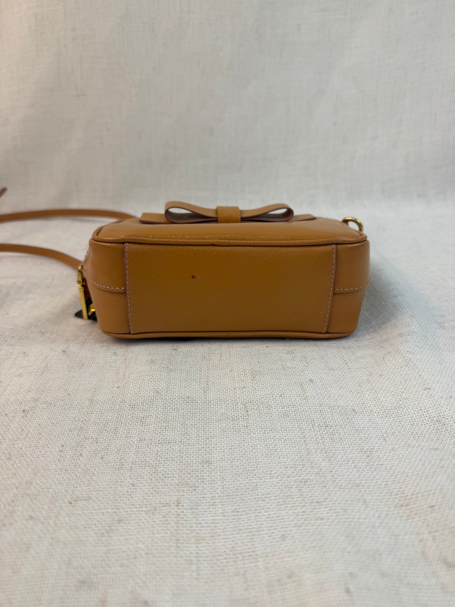 Prada Tan Saffiano Leather Box Crossbody Bag
