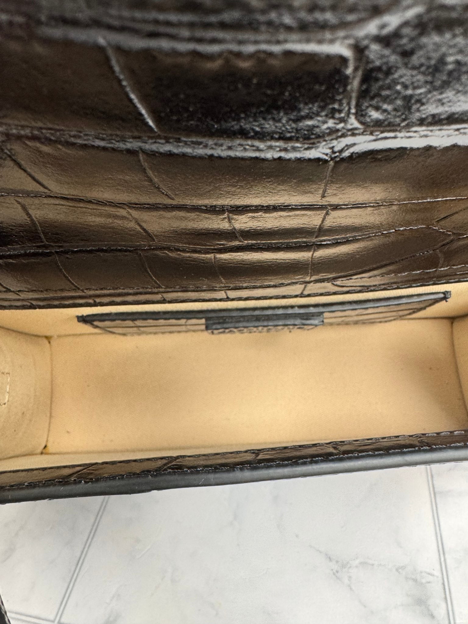 BRAND NEW - Jacquemus Black Croc Embossed Leather Le Bambino Handbag 2Way Handbag
