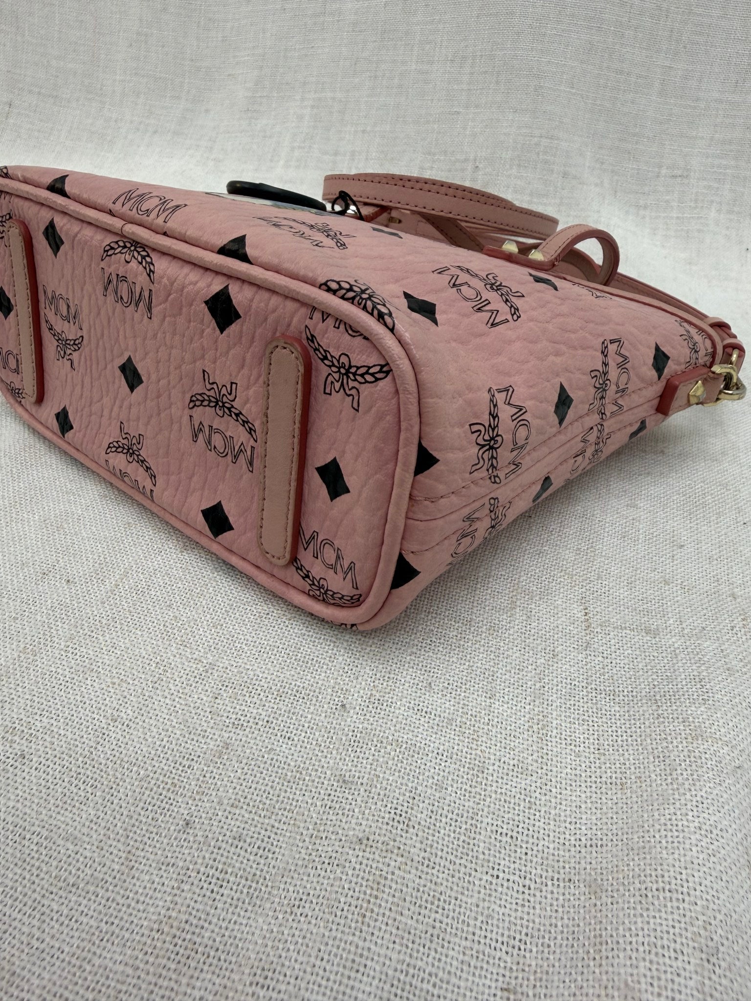 MCM Pink Coated Canvas Bunny 2Way Bag