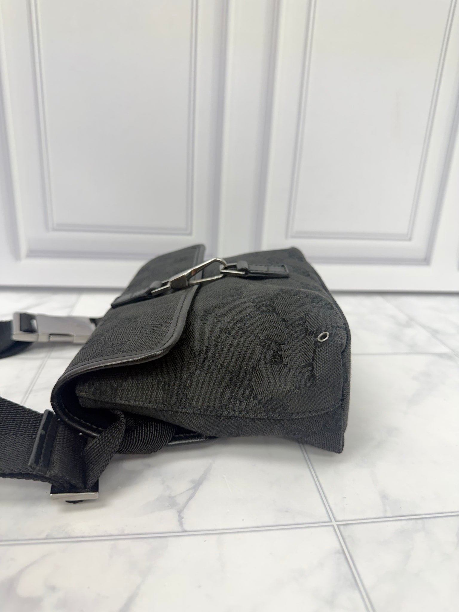 Gucci Black GG Canvas Belt Bag