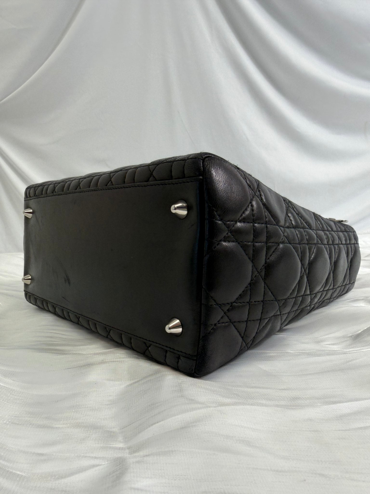 Christian Dior Black Cannage Leather Medium Lady Dior