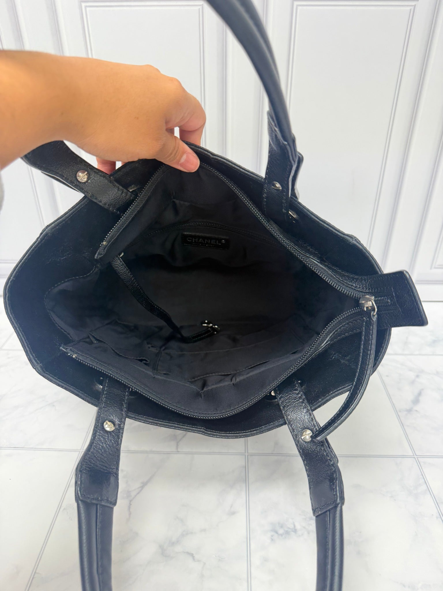 Chanel Black Coated Canvas Paris Biarritz Tote Bag