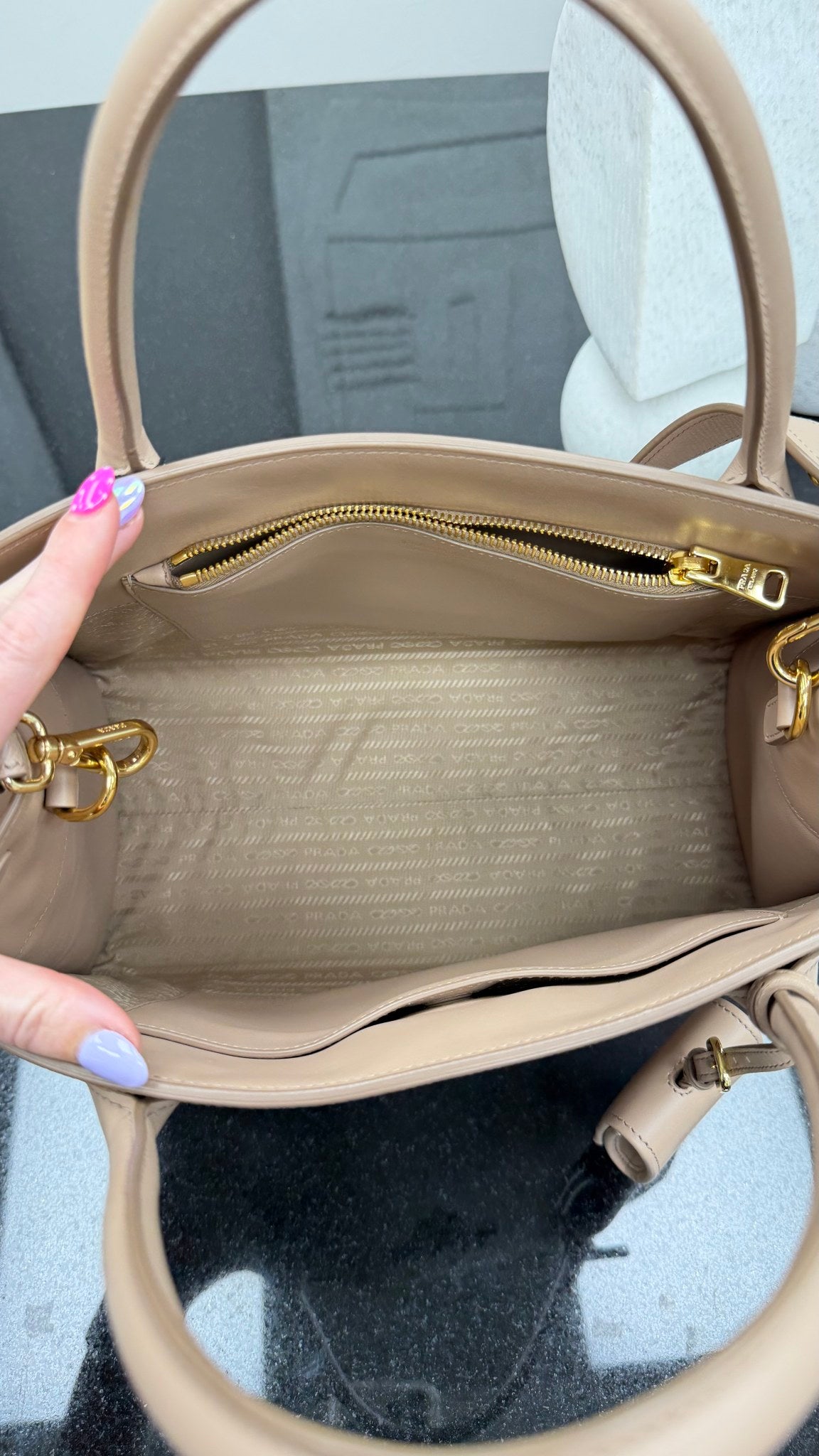 Prada Dust Rose Saffiano Monochrome Medium 2Way Tote Bag