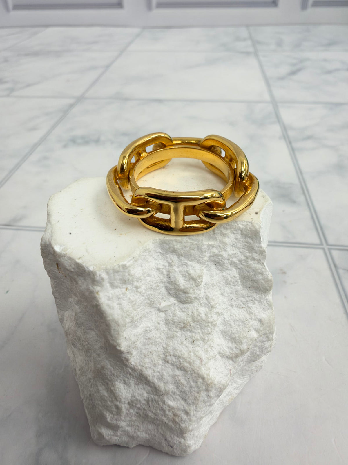 Hermes Gold Tone Regate Scarf Ring