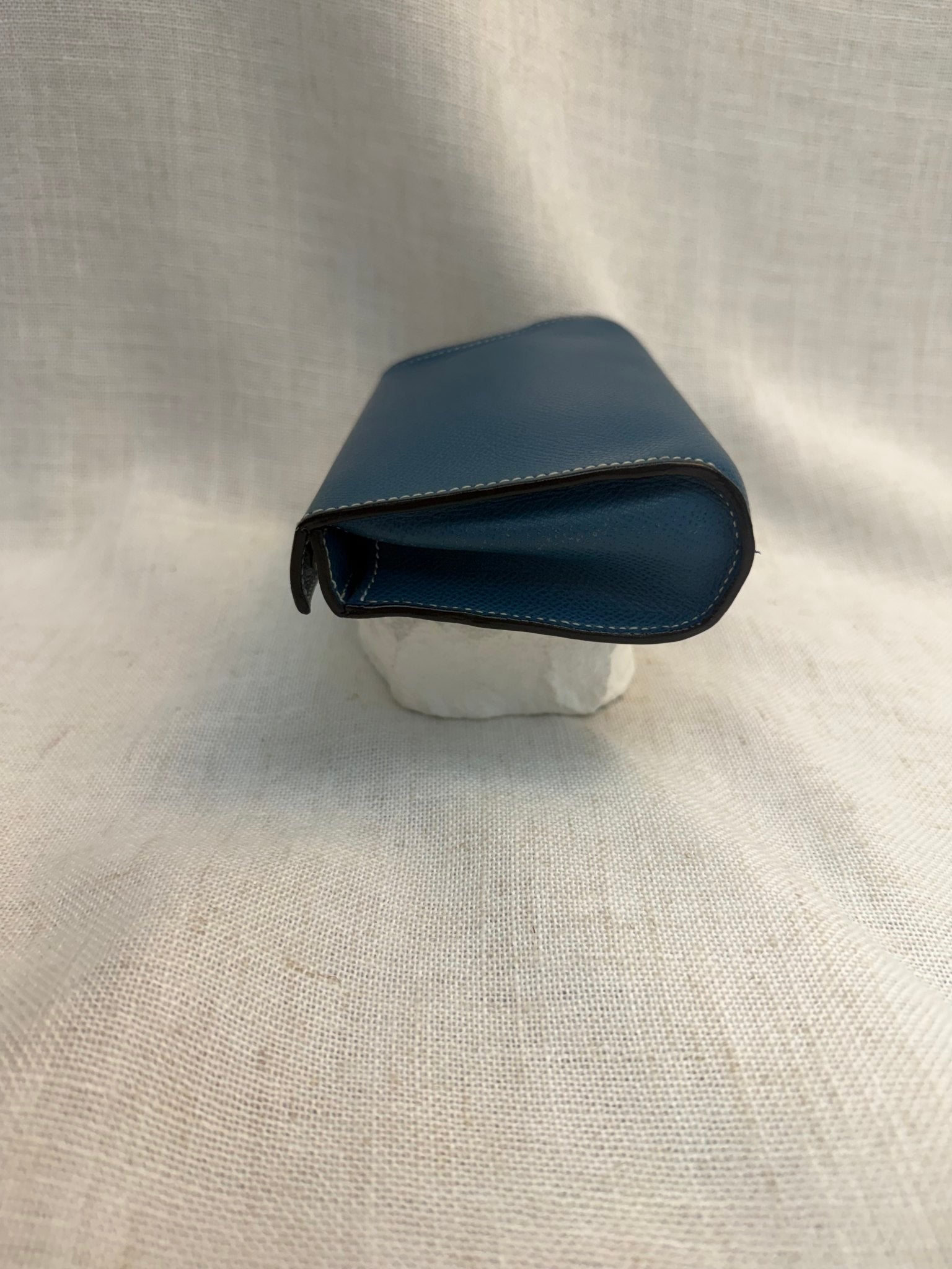 Hermes Blue Leather Karo Pouch