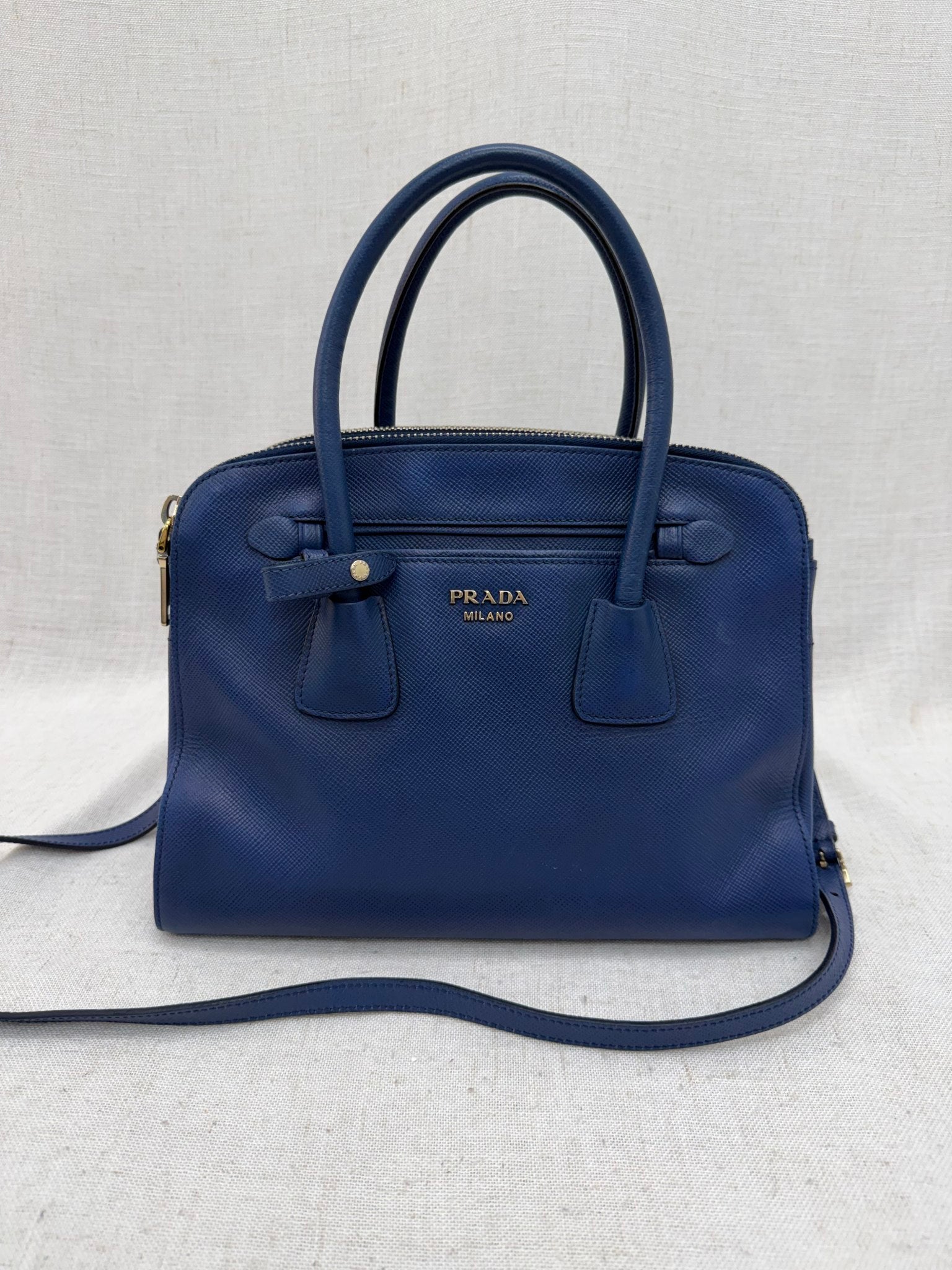 Prada Blue Saffiano Leather Daino Satchel 2Way Bag