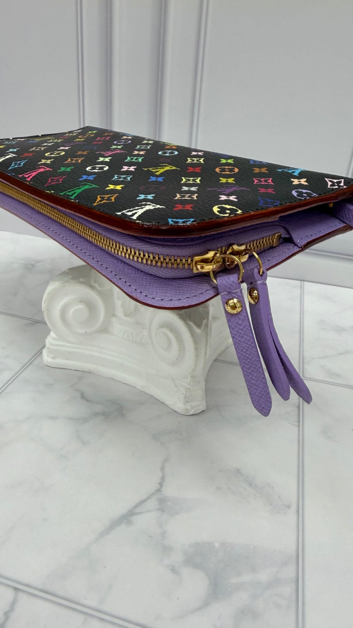 Louis Vuitton Black Multicolor Monogram & Purple Insolite Wallet