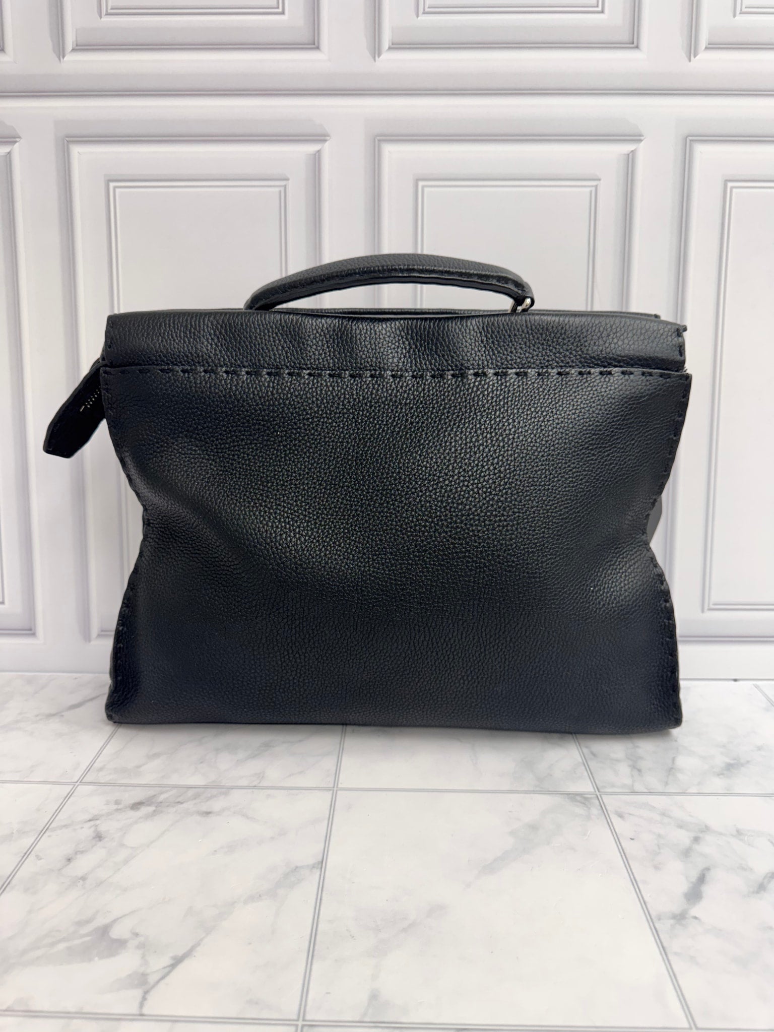 Fendi Black Grained Leather 2Way Bag