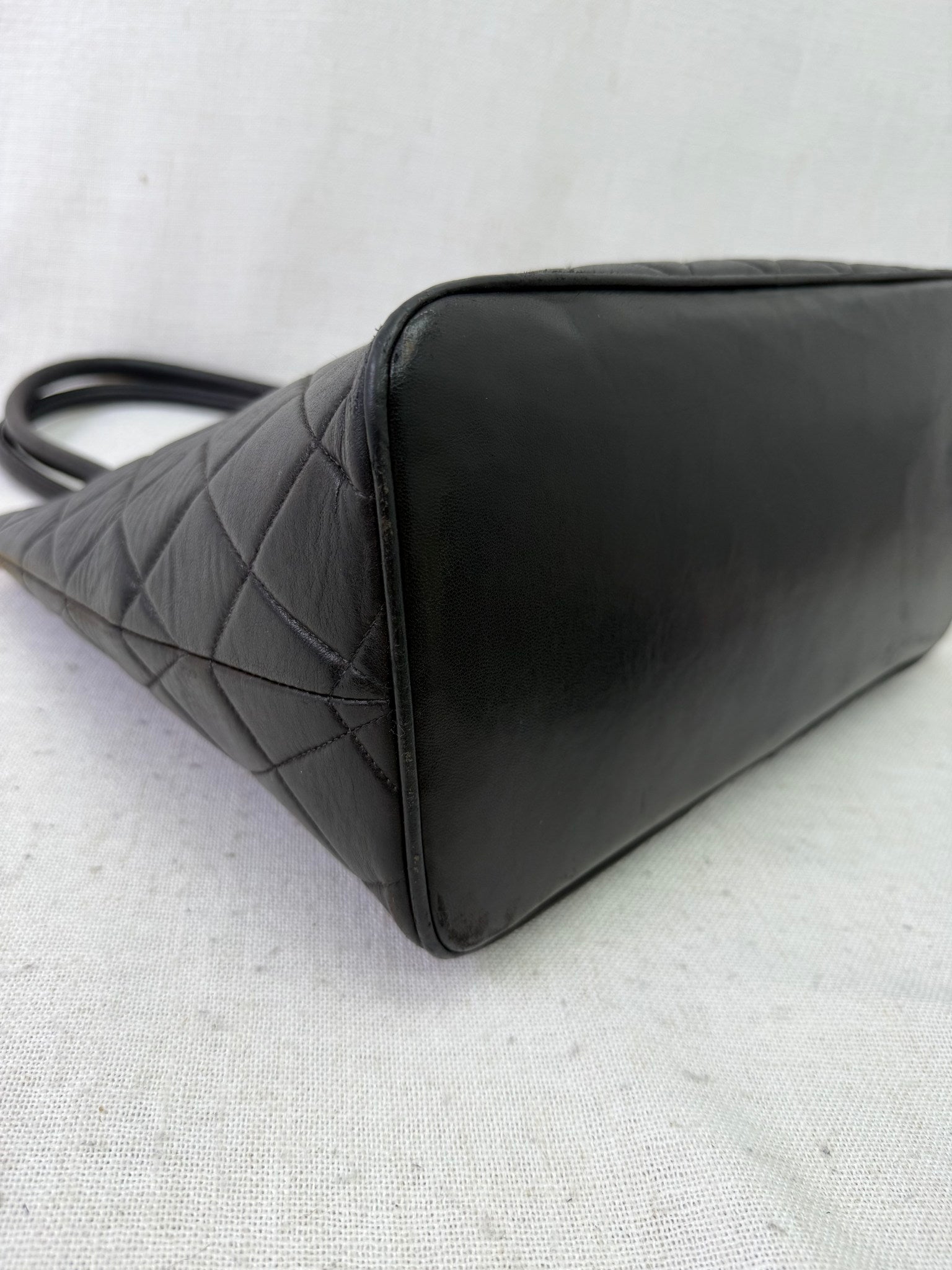 Chanel Vintage Black Quilted Calfskin Medallion Shoulder Bag