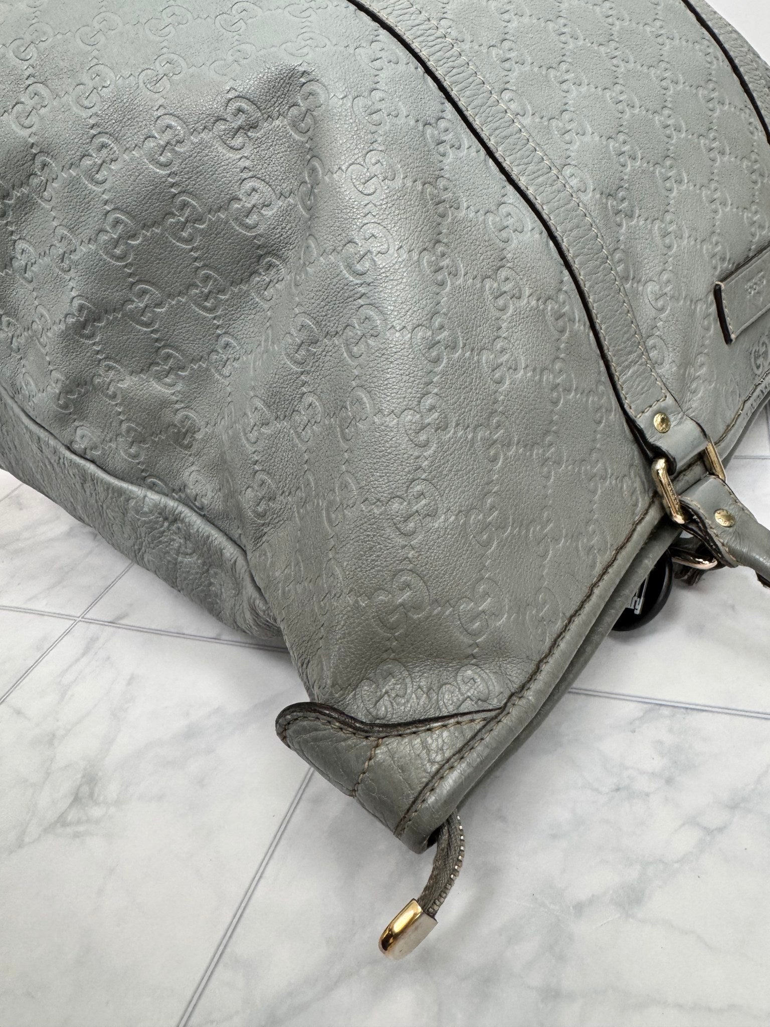 Gucci Gray Guccissima Embossed Leather Large Tote