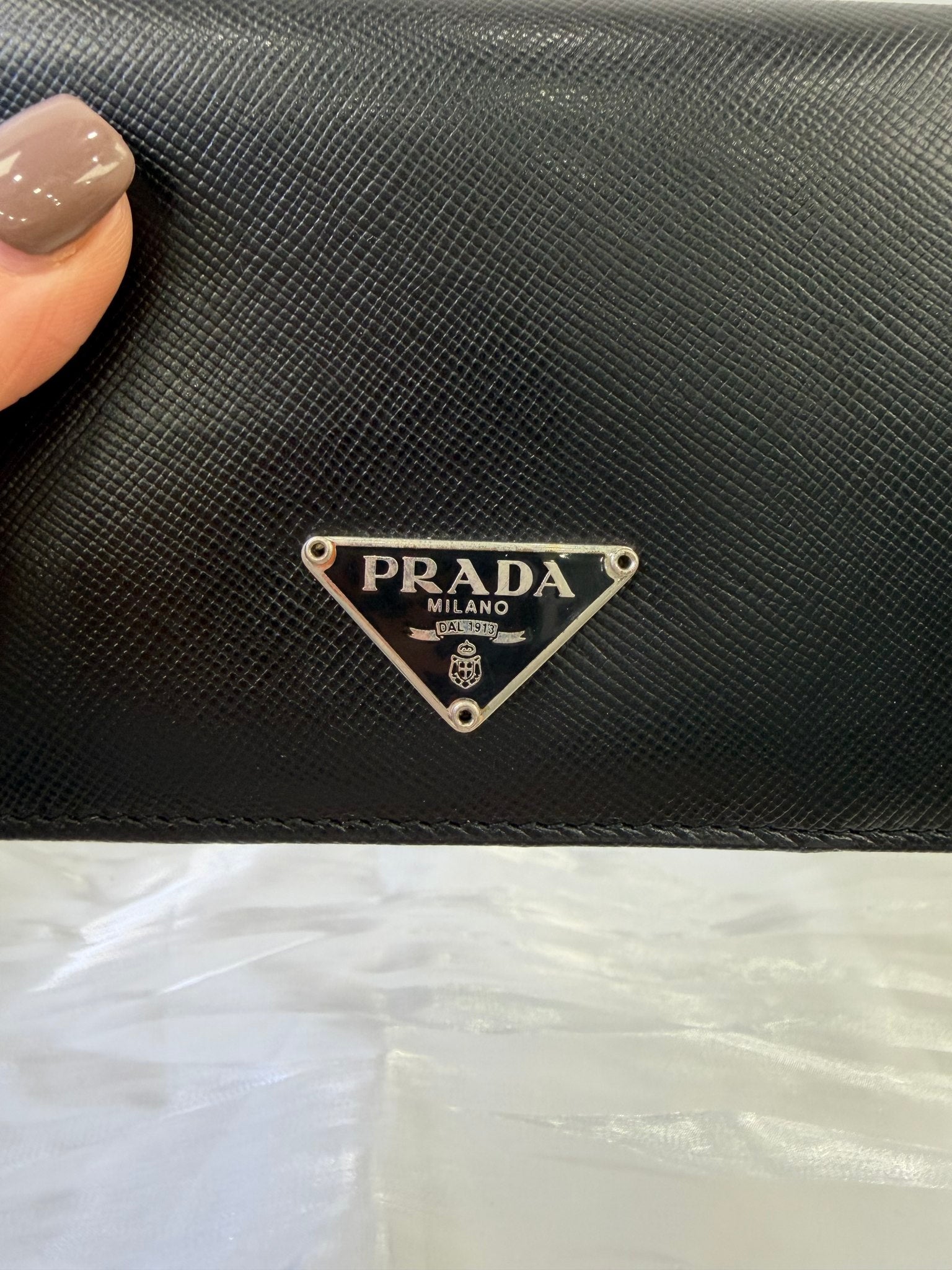 Prada Black Saffiano Leather ID Card Case