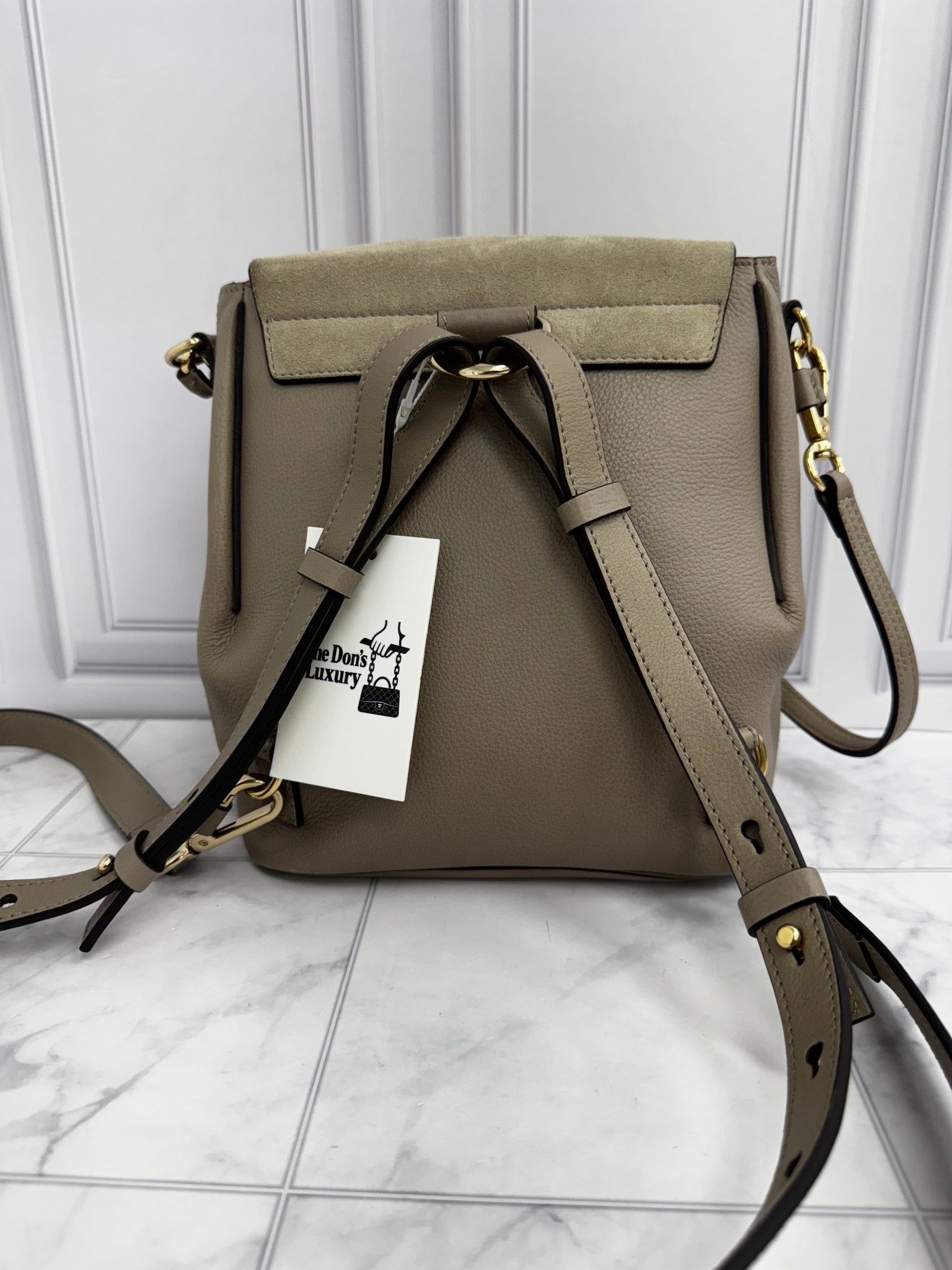 Chloe Taupe Grained Leather Small Faye Backpack
