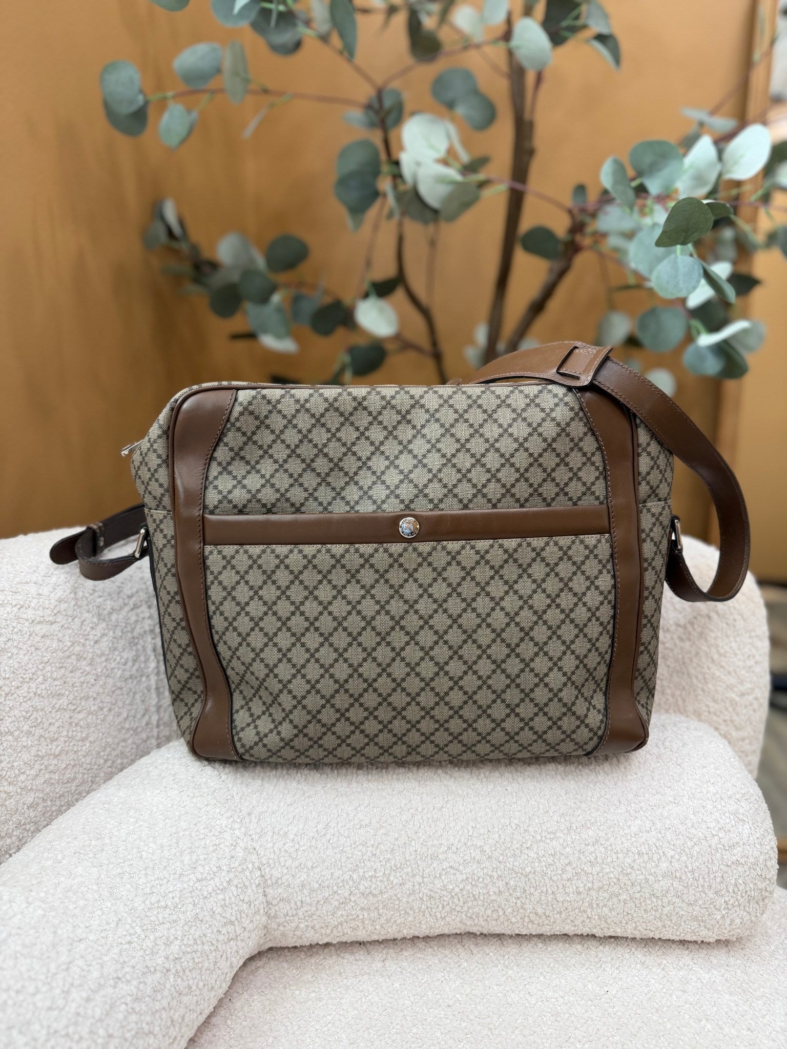 Gucci Brown Coated Canvas Laptop Bag
