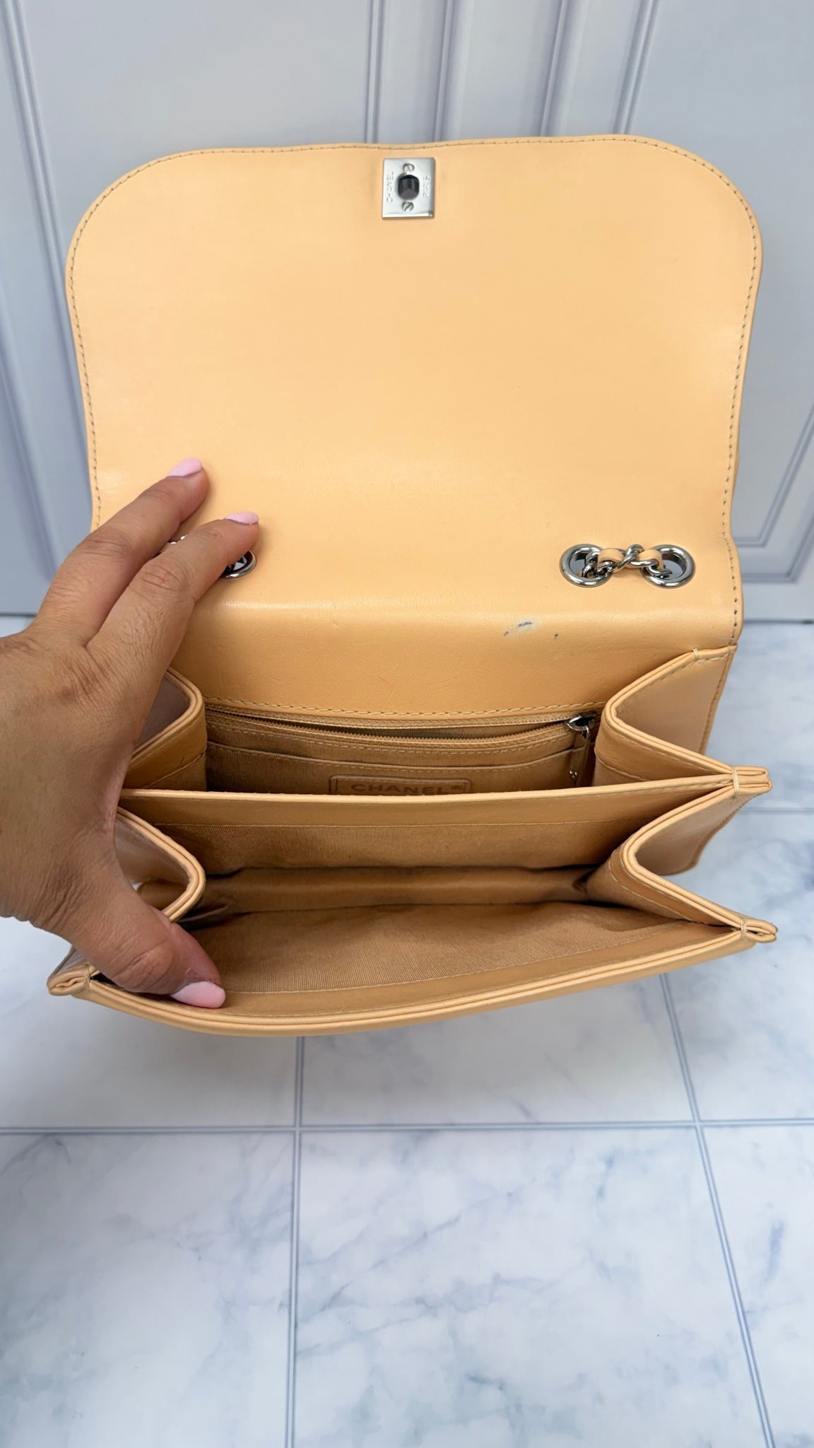 Chanel Peach Leather Braided Chic Flap Bag