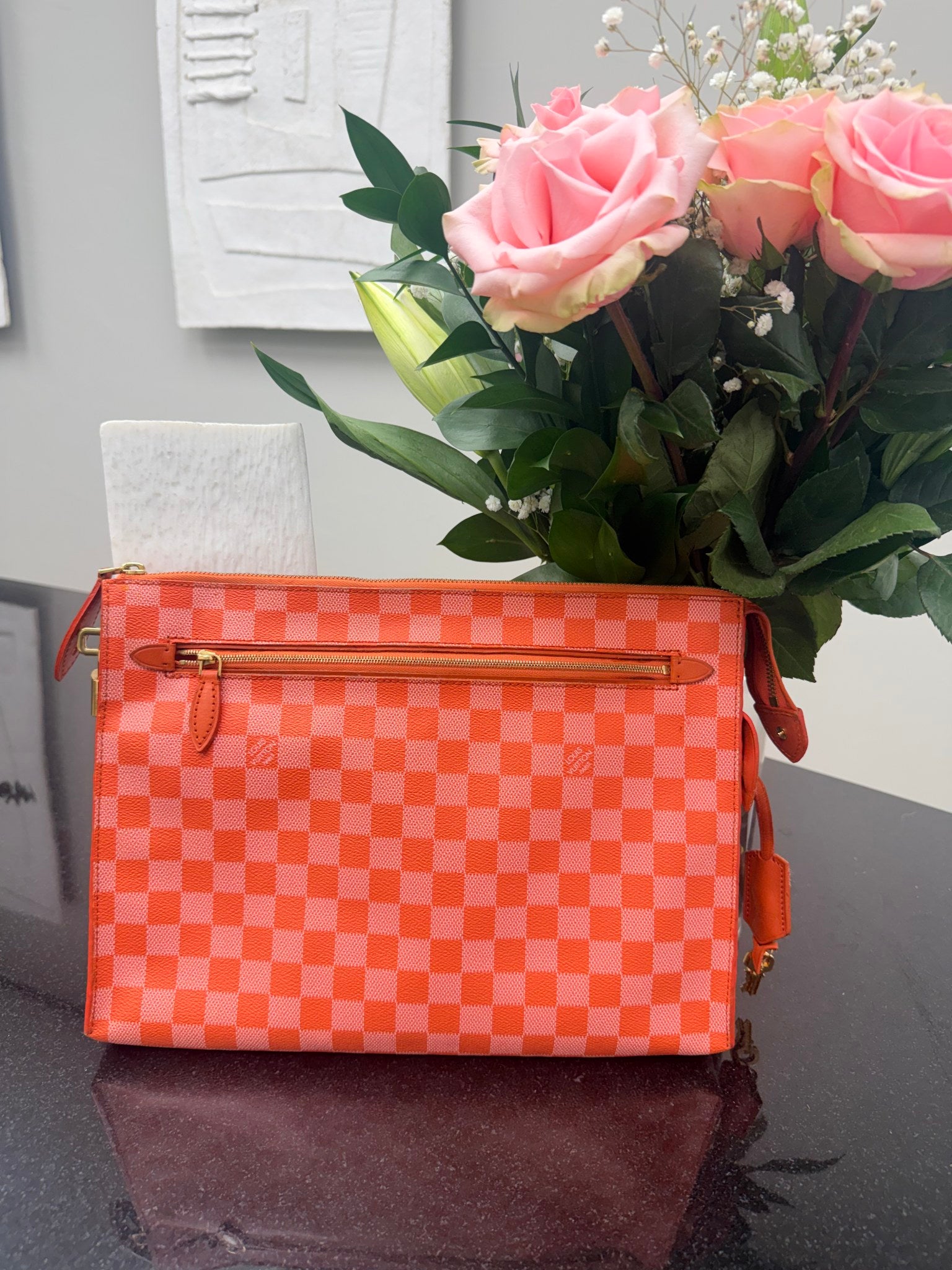 Louis Vuitton Orange Piment Damier Couleur Clutch