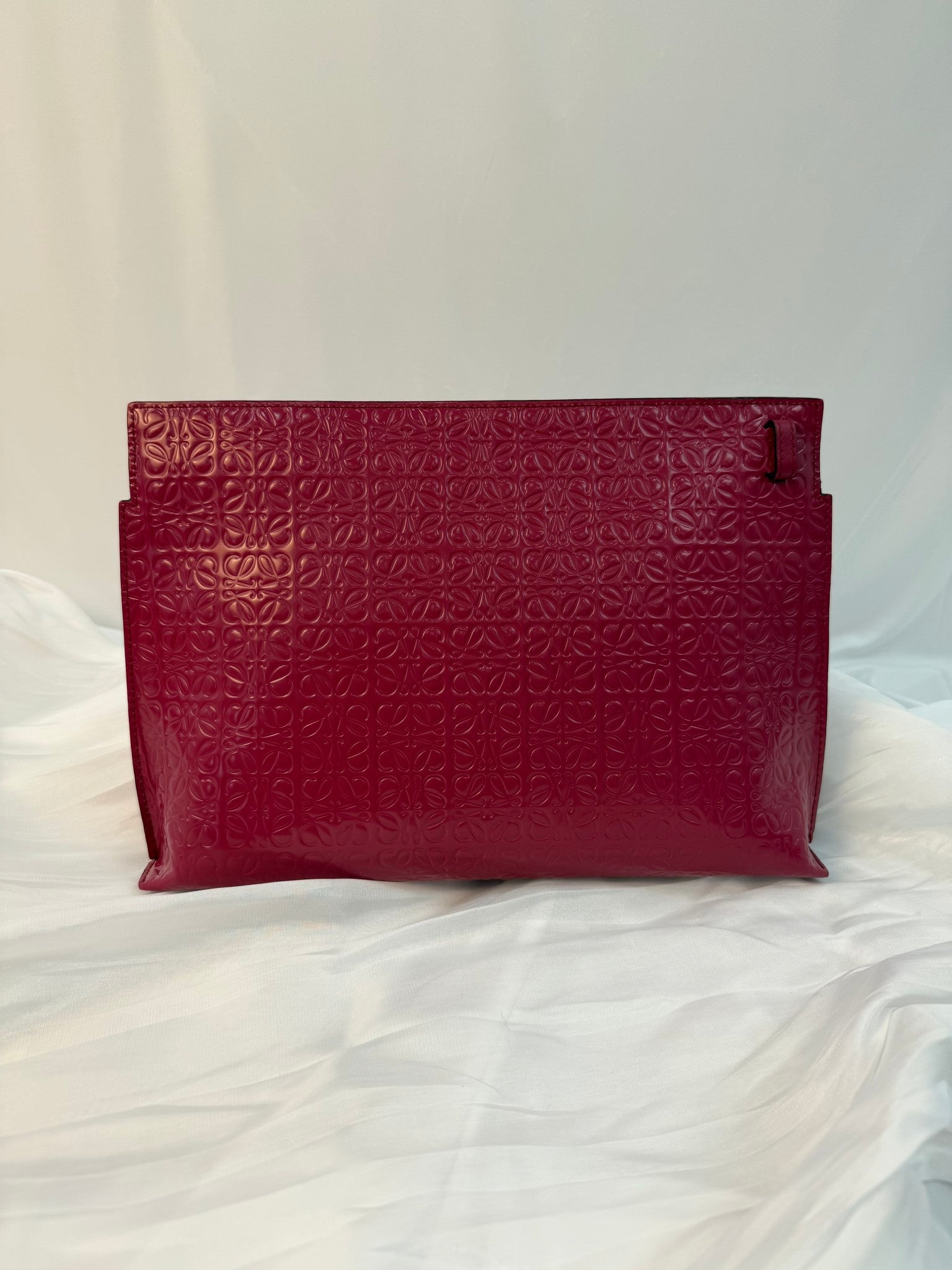 Loewe Raspberry Glazed Leather T Pouch
