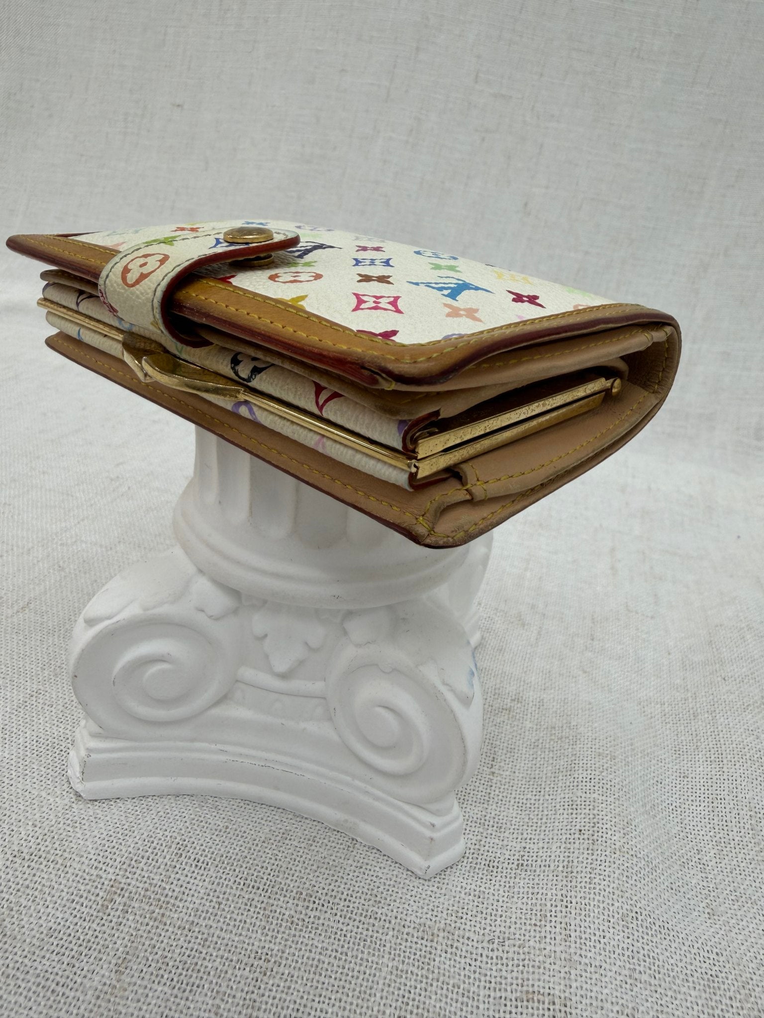 Louis Vuitton White Multicolor Monogram French Wallet