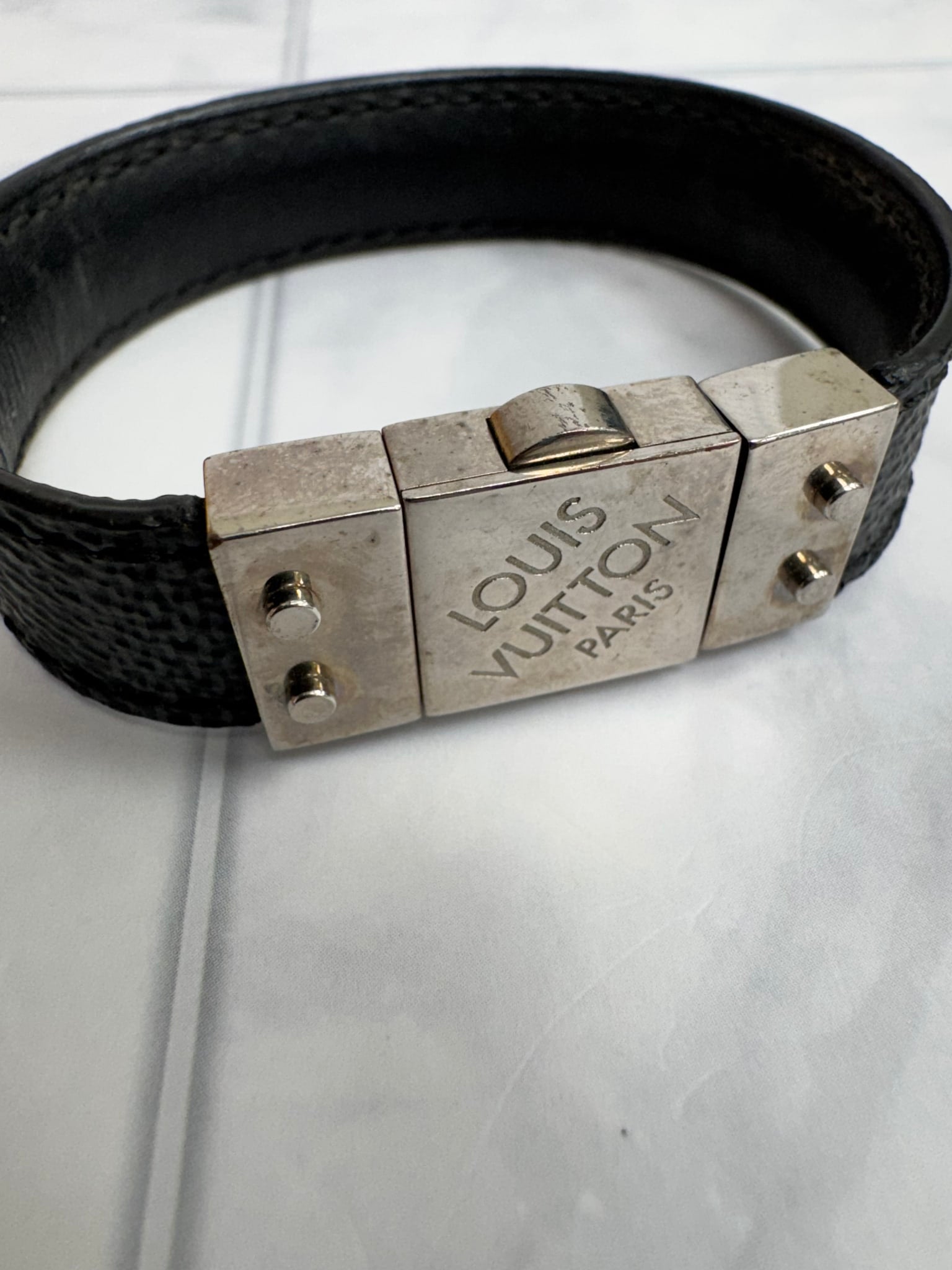 Louis Vuitton Damier Graphite Check It Reversible Bracelet