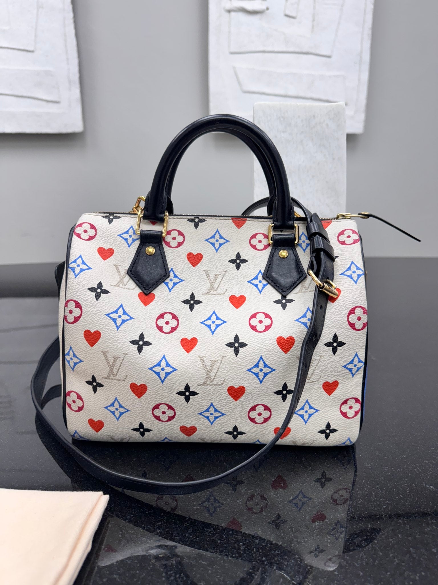 Louis Vuitton White Multicolor Game On Speedy 25