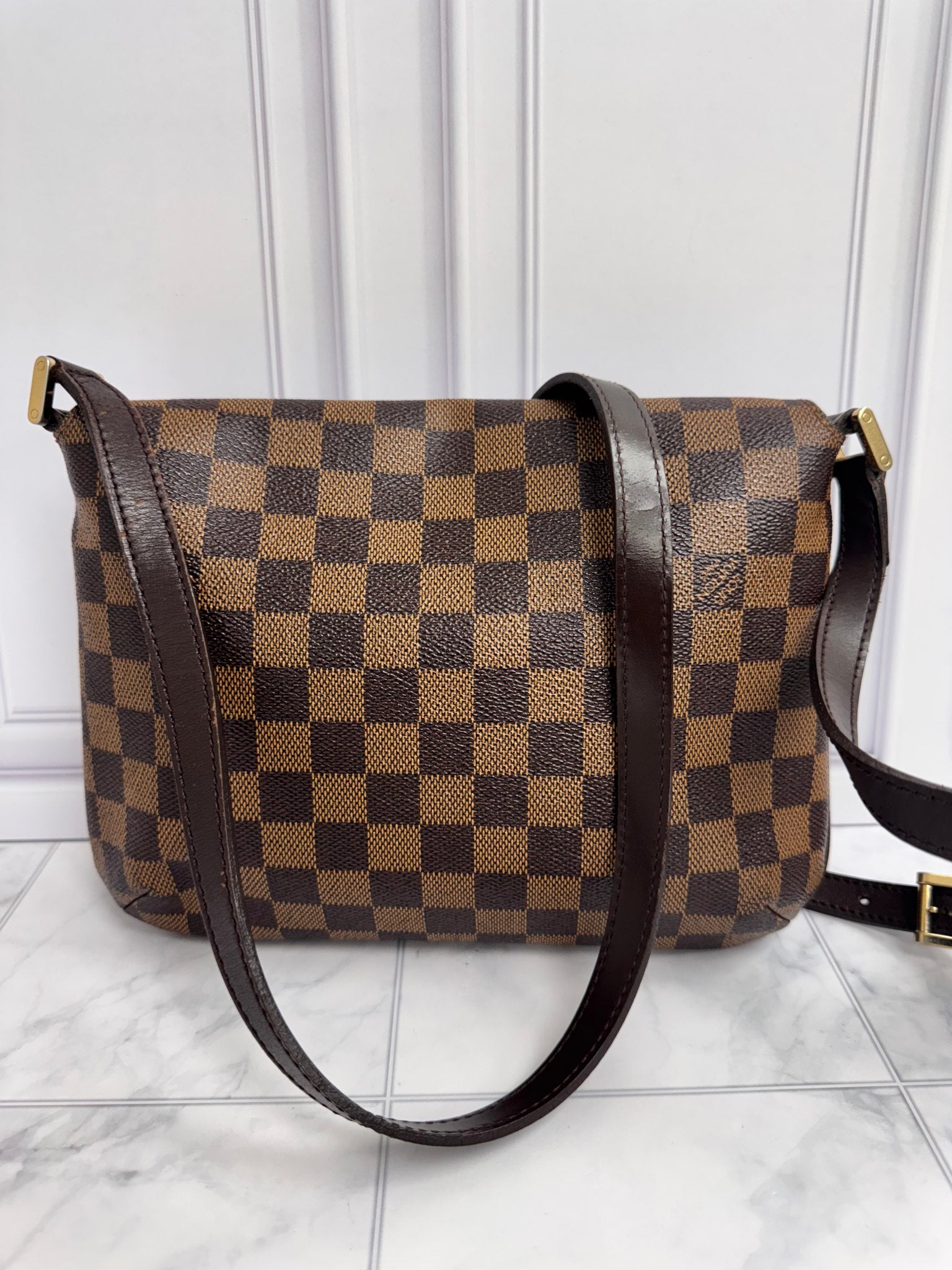 Louis Vuitton Damier Ebene Musette Tango Crossbody Bag