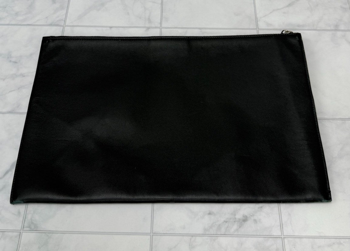 Givenchy Black Leather Large Zip Clutch
