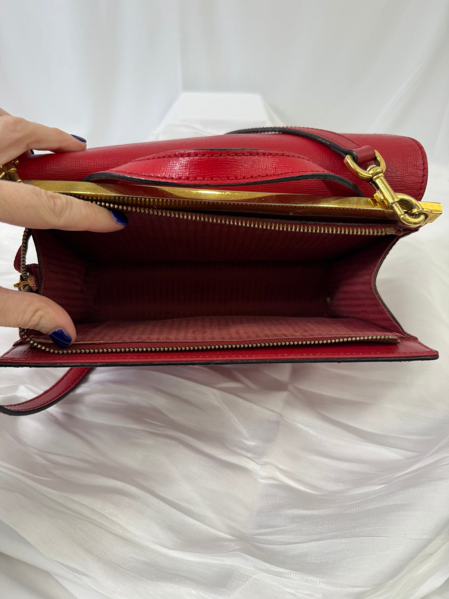 Fendi Red Leather Demi Jour Two Way Bag