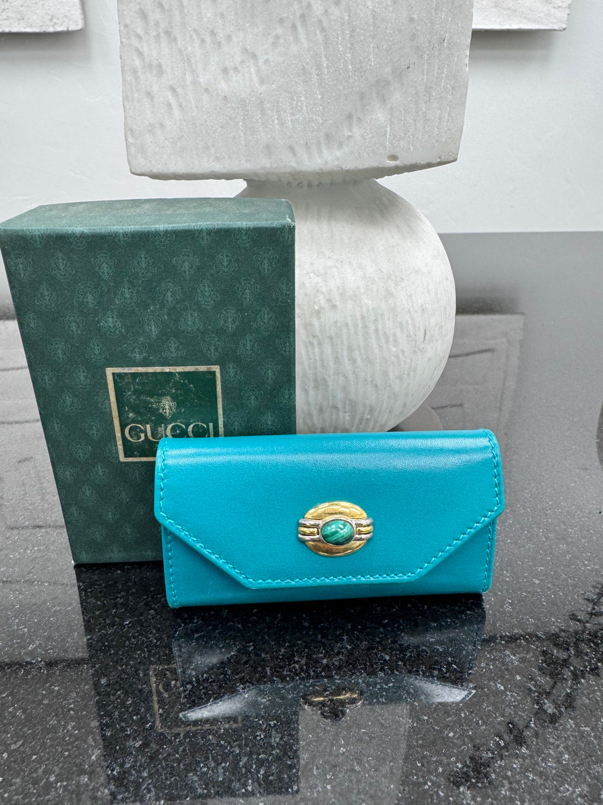 LIKE NEW - Gucci Teal 4 Ring Key Case