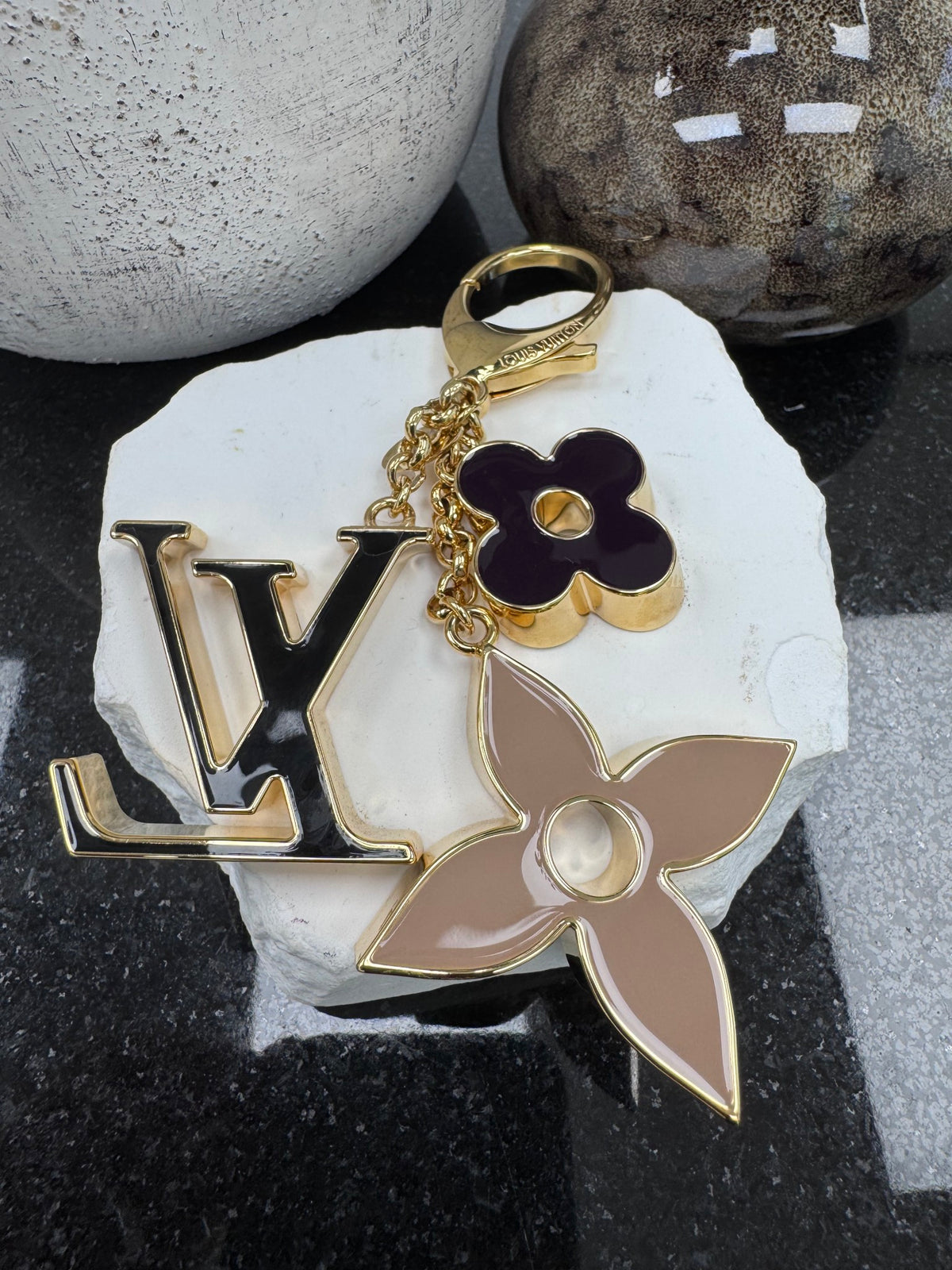 Louis Vuitton Gold Tone Fleur De Monogram Bag Charm & Key Holder