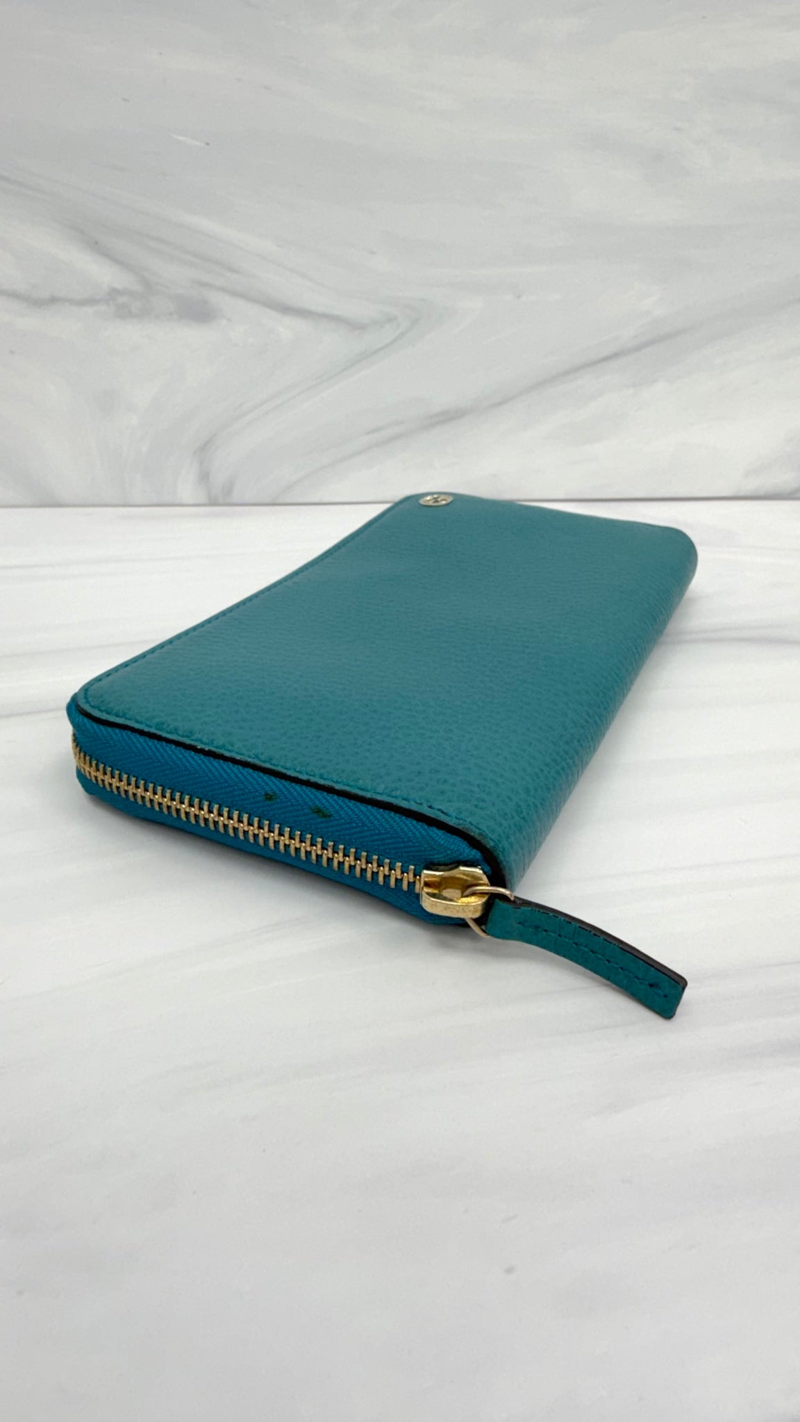 Gucci Blue Leather Long Zippy Wallet