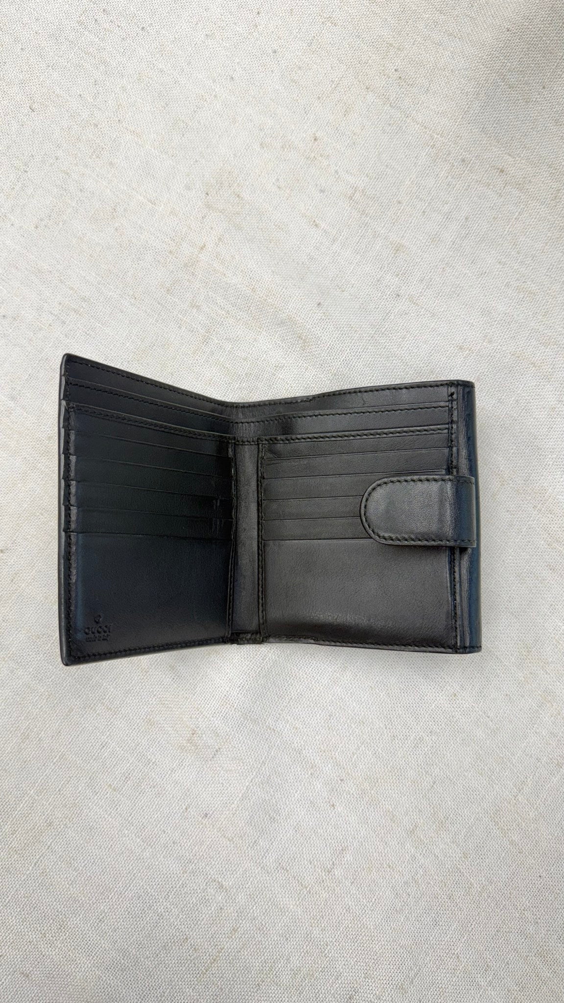 Gucci Black GG Supreme Pearl Studded French Wallet