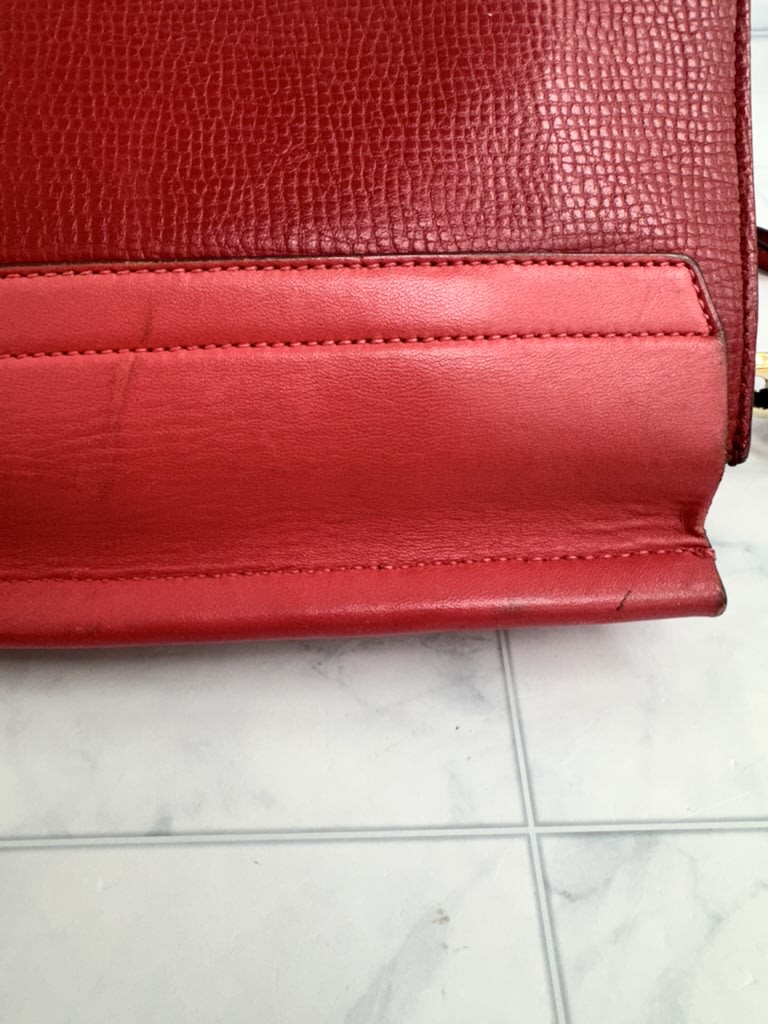 Chloe Red Leather Large Faye Crossbody Bag