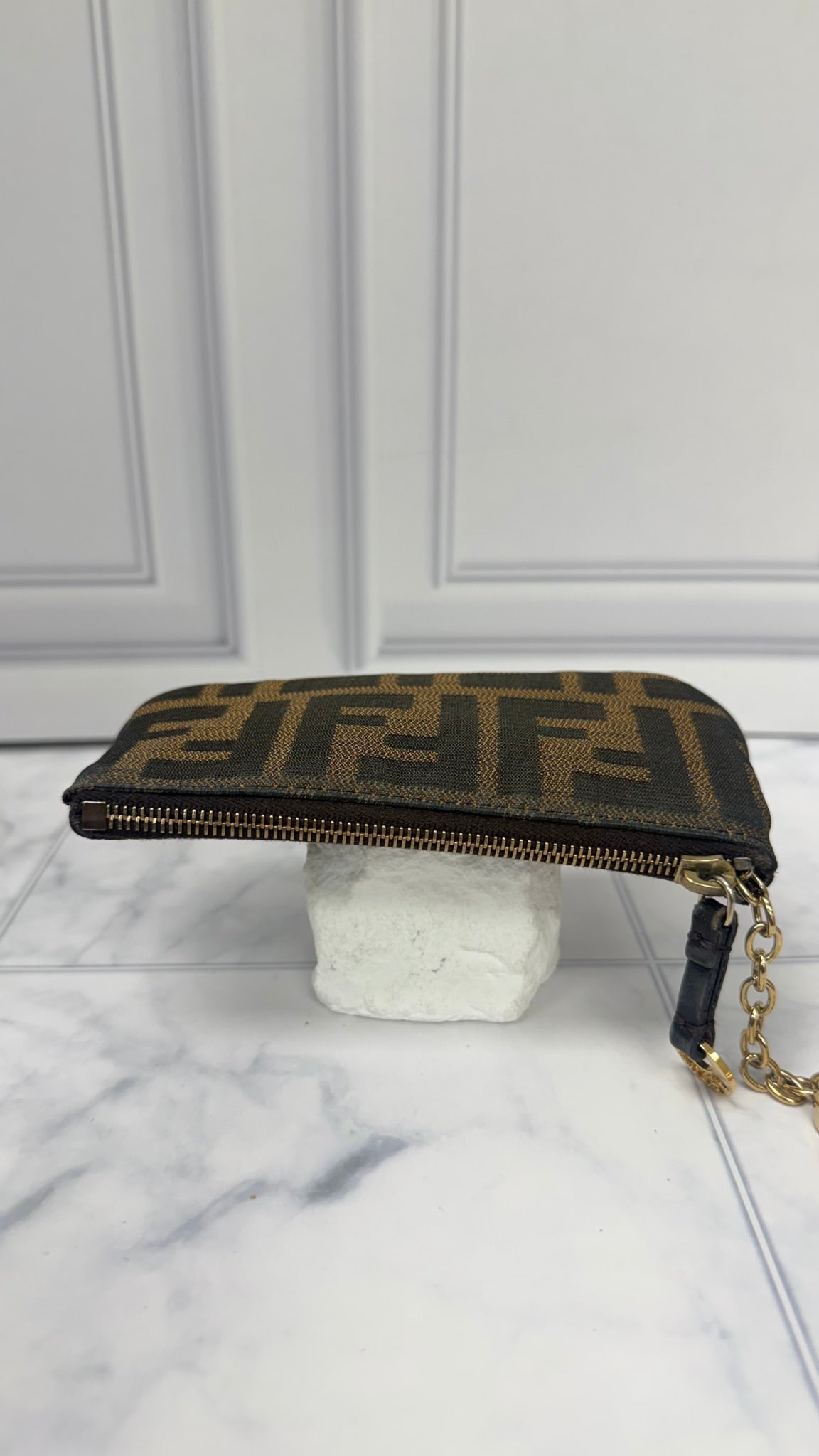 Fendi Brown Canvas Zucca Key Cles