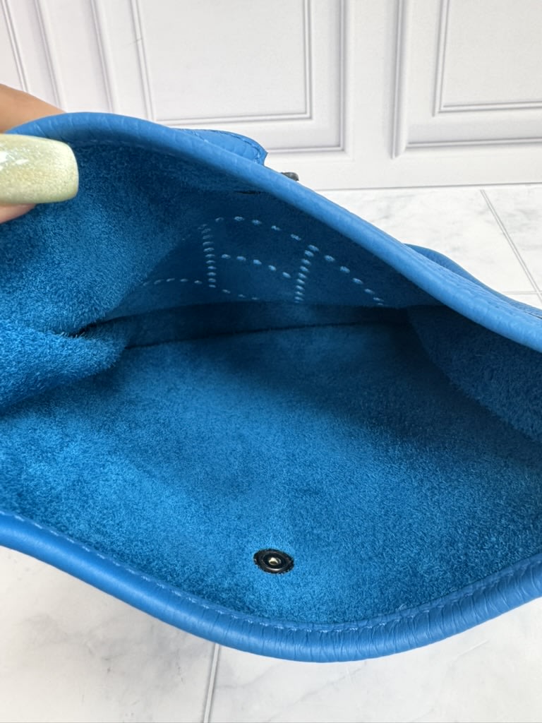 Hermes Blue Taurillon Clemence Leather Evelyne Amazone TPM Bag