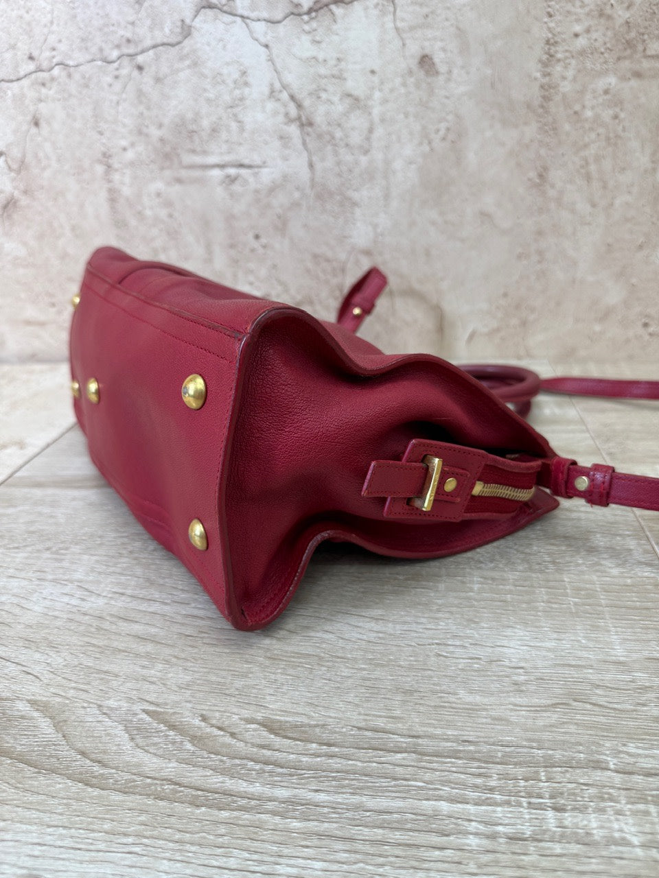 Saint Laurent YSL Red Leather Cabas ChYc Bag