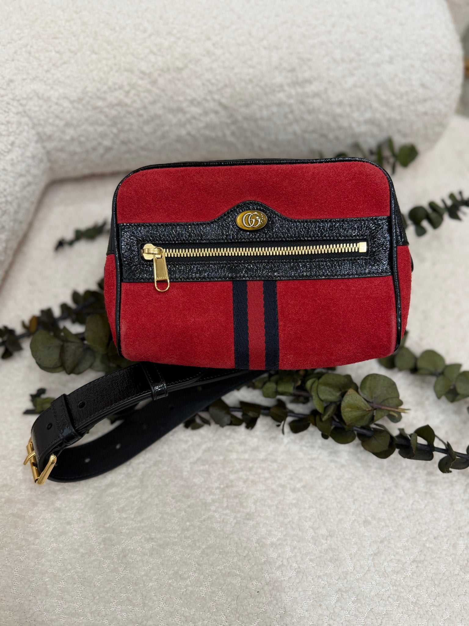 Gucci Red Suede Ophidia Belt Bag