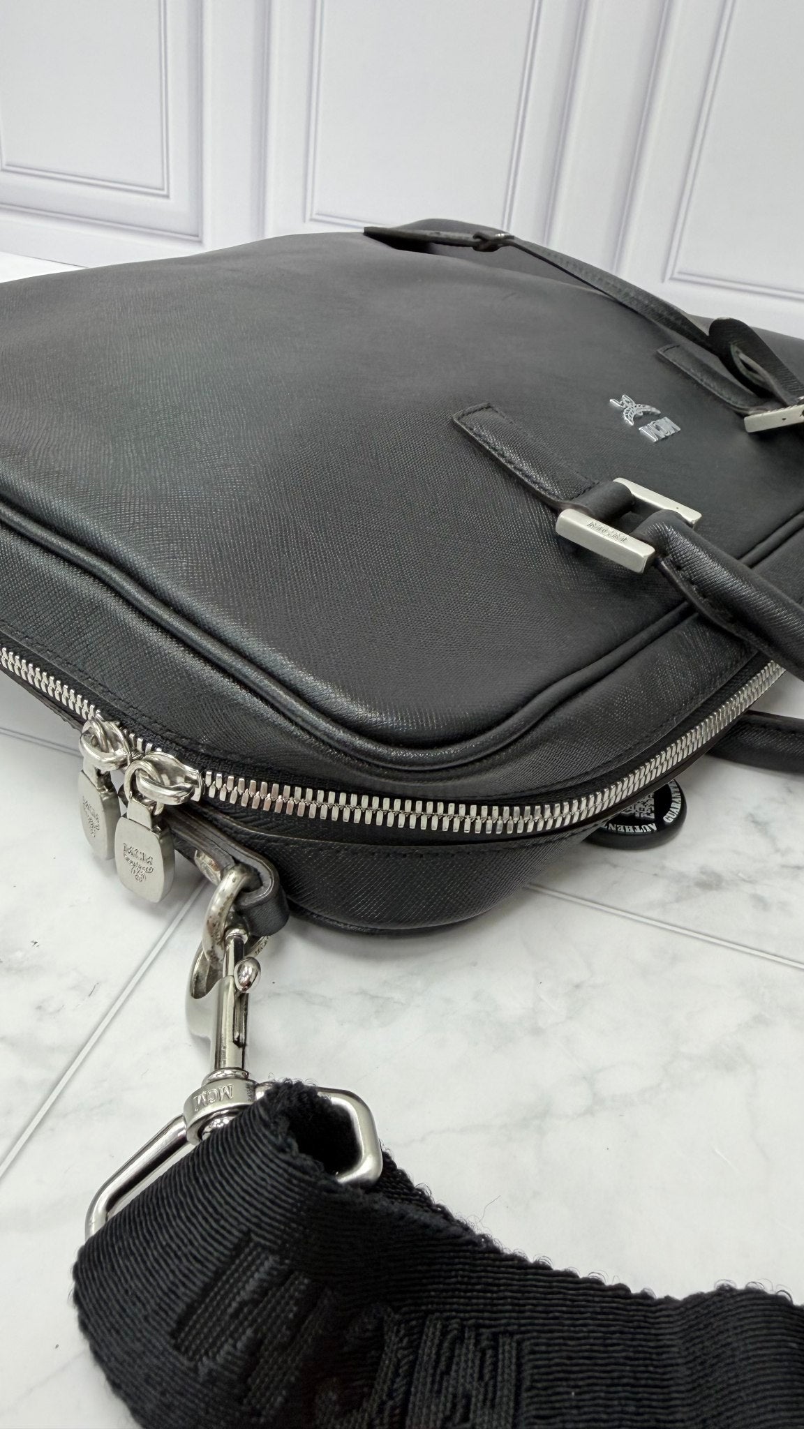 MCM Black Leather Business Bag