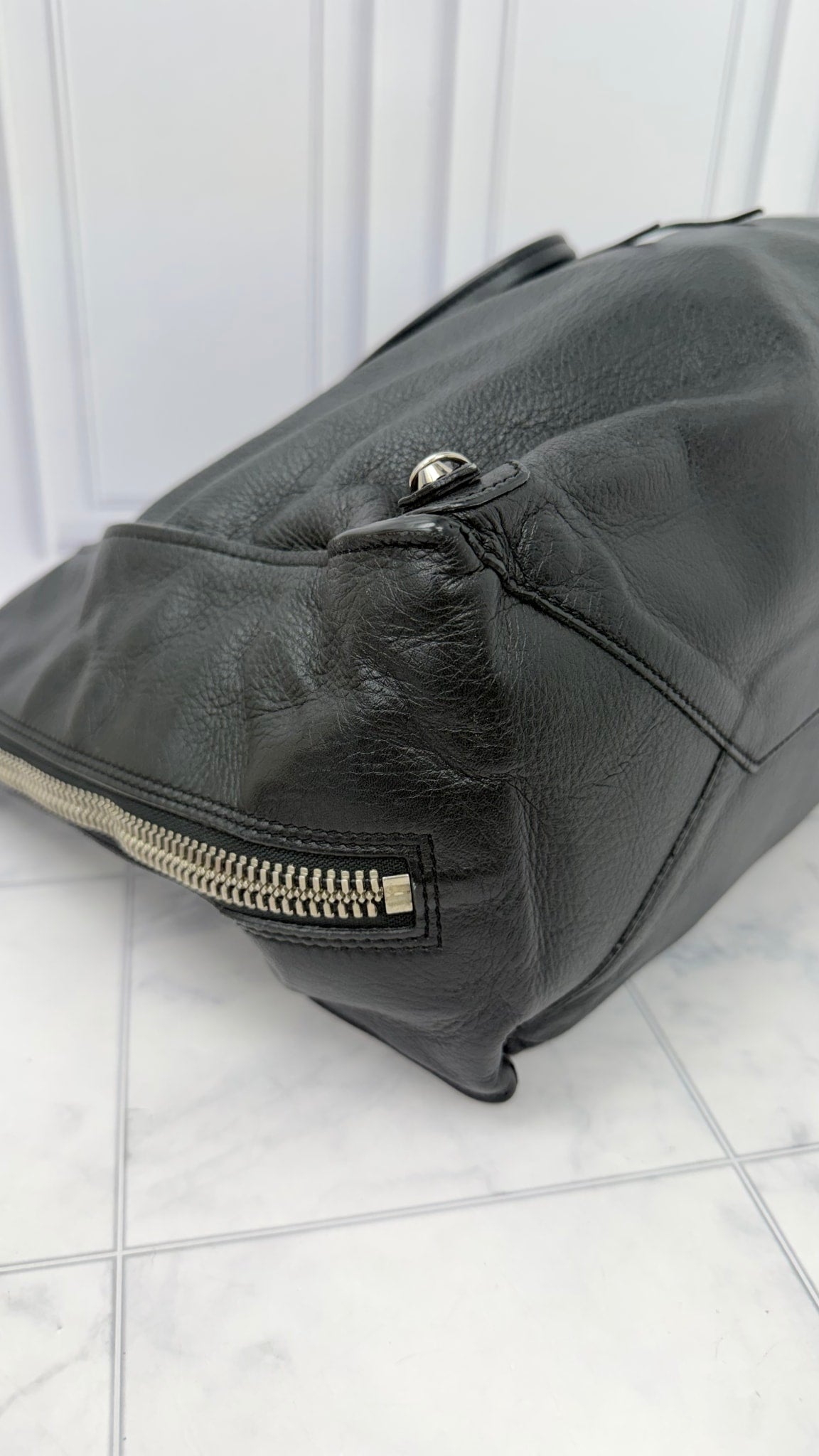 Balenciaga Black Leather Papier Tote Bag