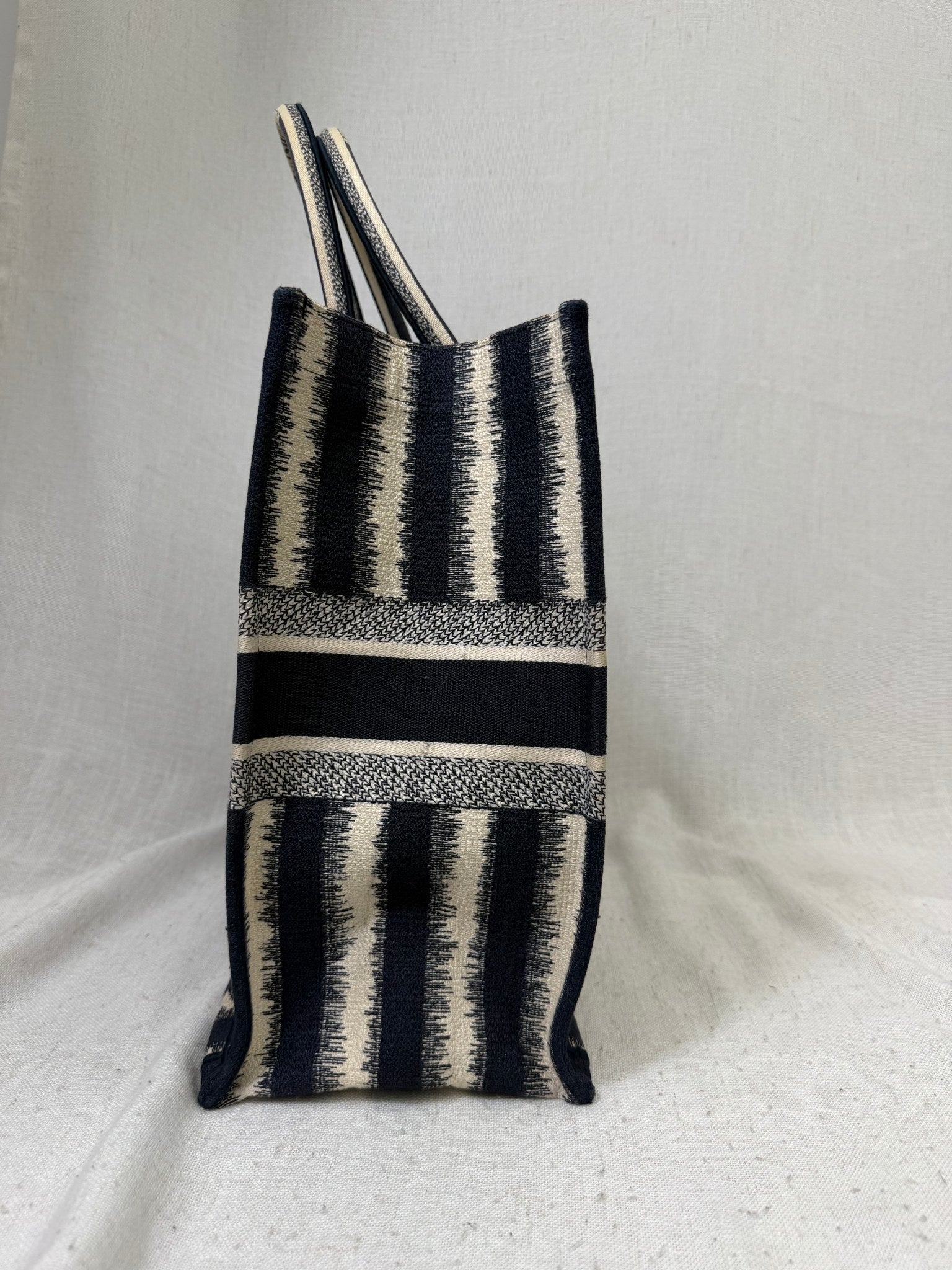 Christian Dior Blue Striped Canvas Large Book Tote