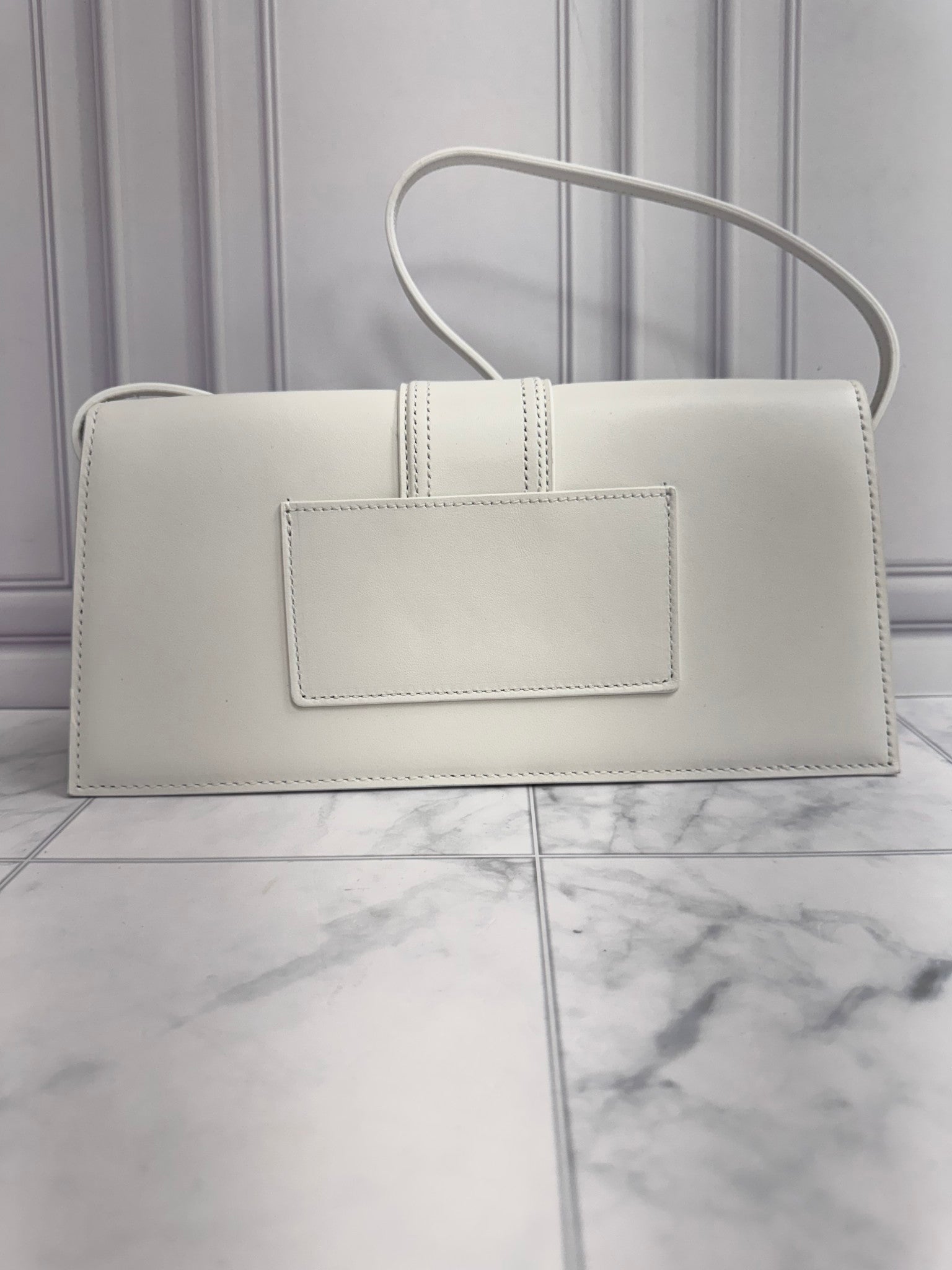 BRAND NEW - Jacquemus White Leather Le Bambino Long Shoulder Bag