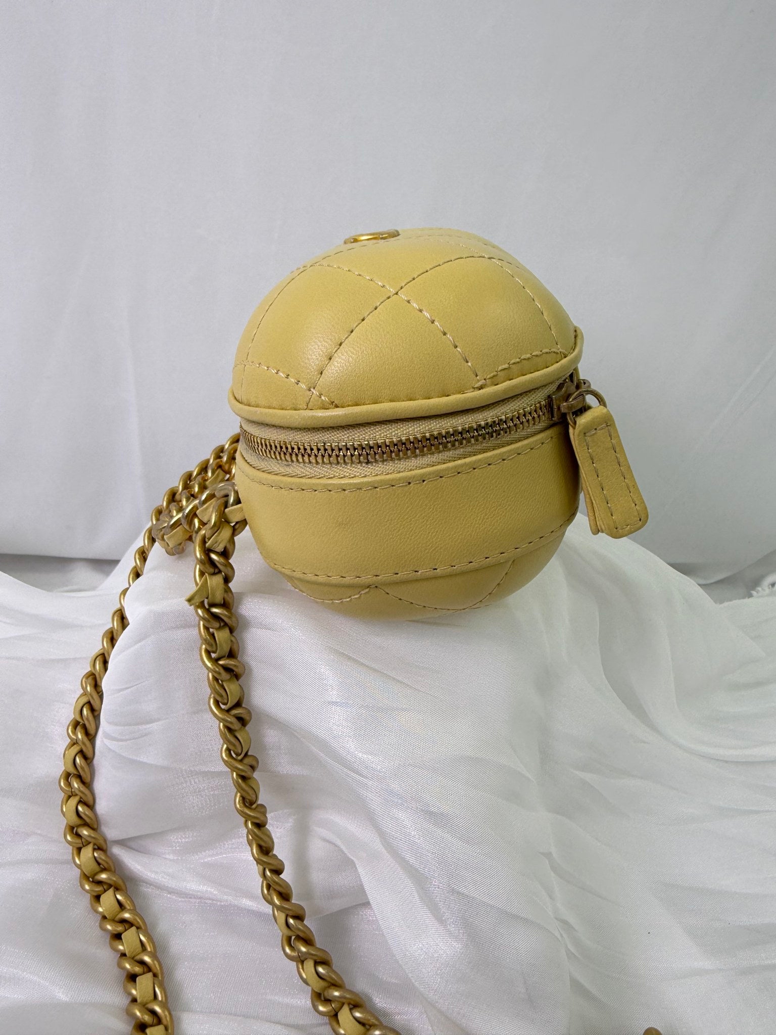 Chanel Light Yellow Calfskin Mini CC Bubble Vanity Case