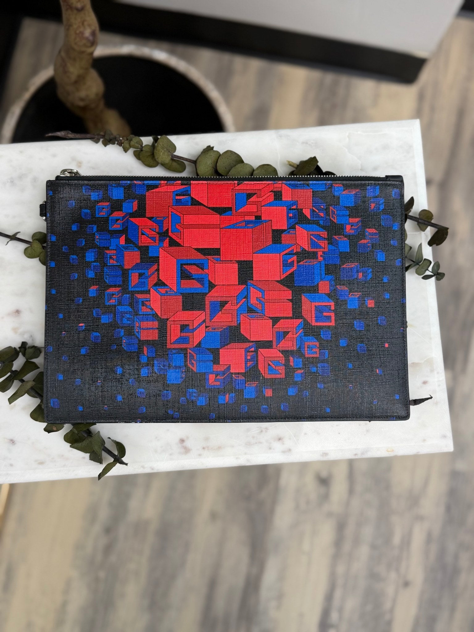 Gucci Black Coated Canvas GG Supreme Space Macro Pouch