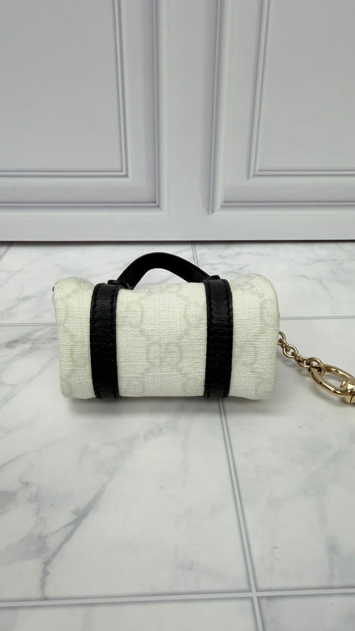 Gucci White GG Supreme Boston Bag Charm