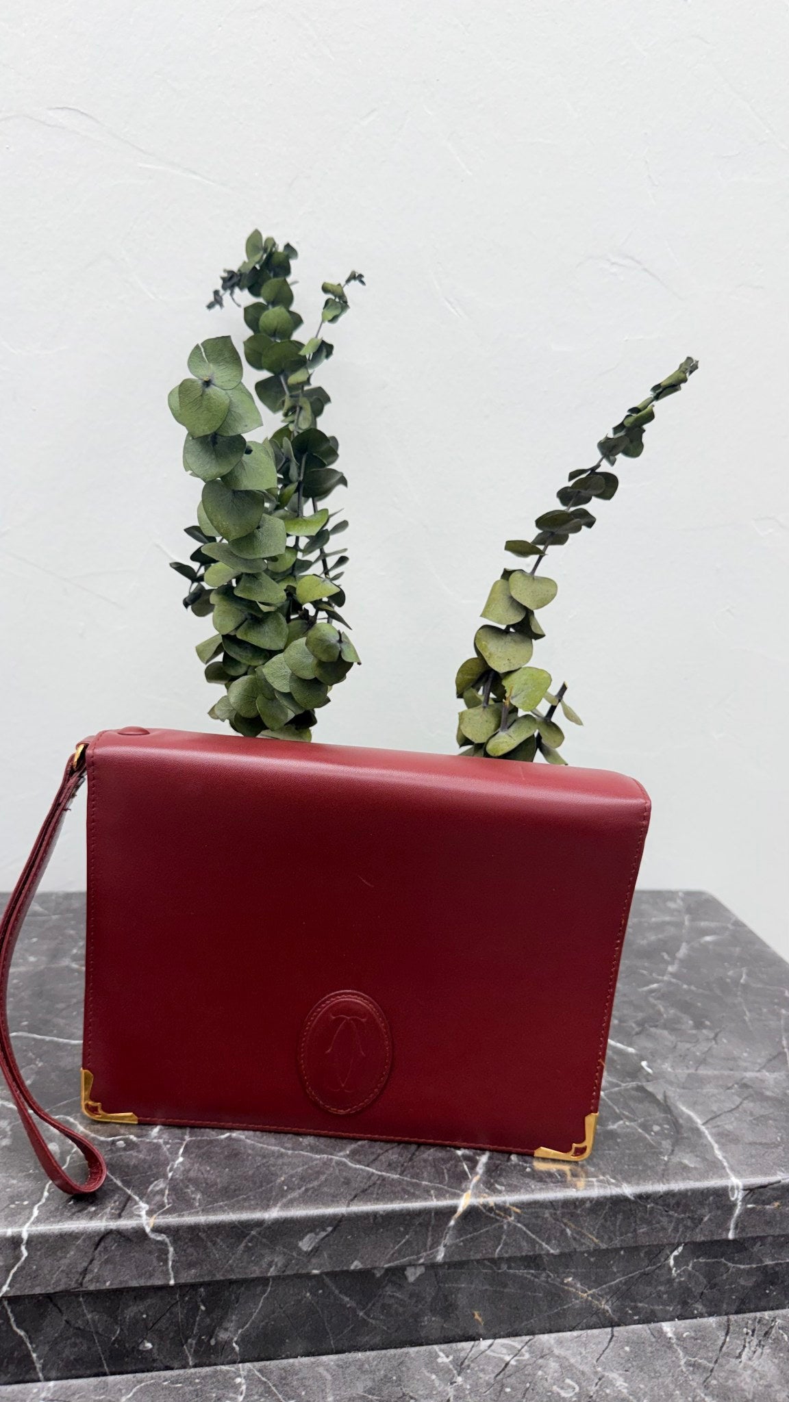 Cartier Burgundy Leather Clutch